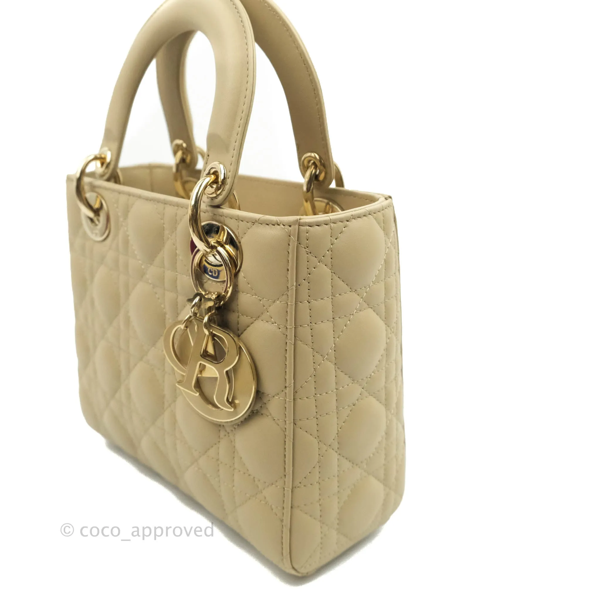 Christian Dior Lambskin My ABCDior Lady Dior Matte Beige Gold Hardware