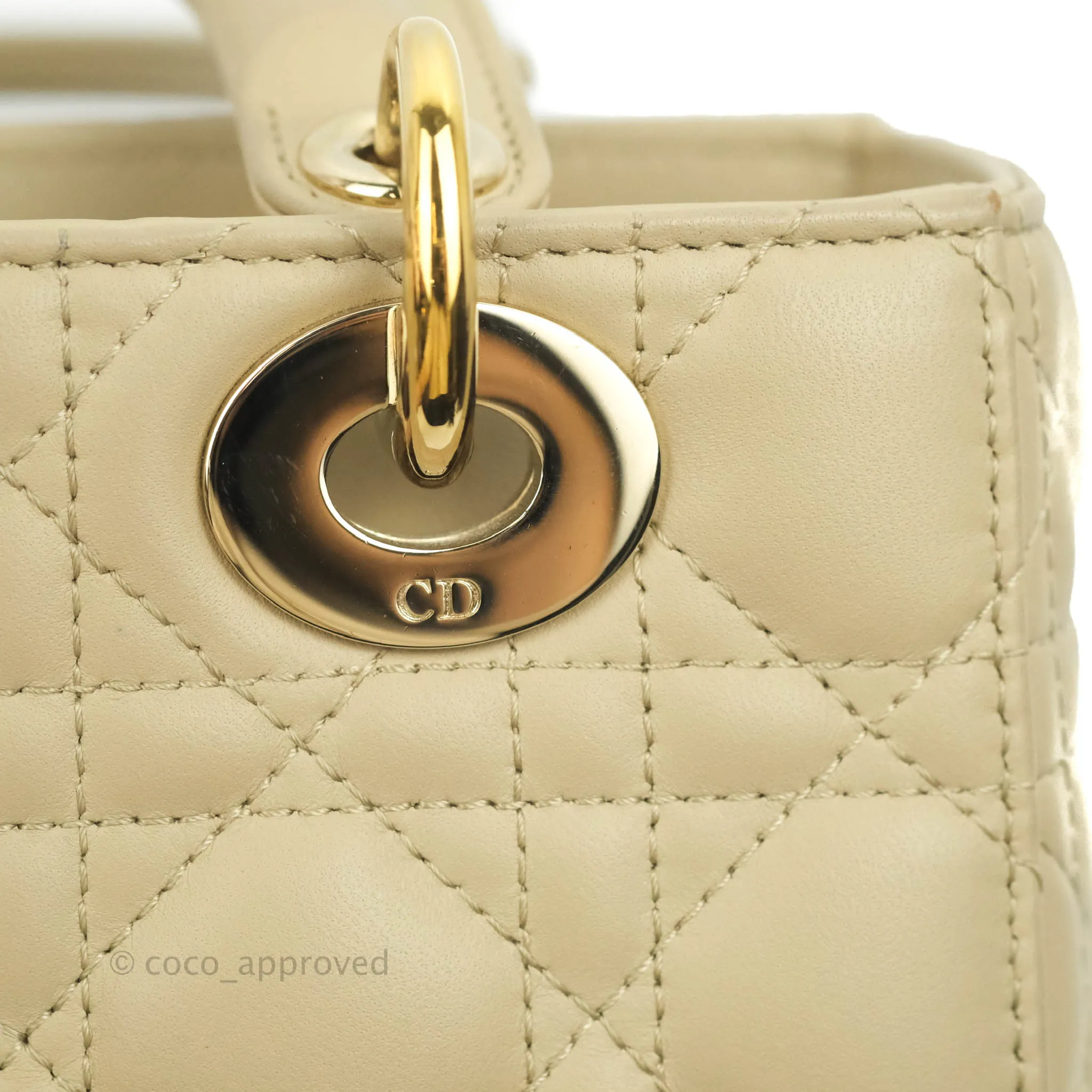 Christian Dior Lambskin My ABCDior Lady Dior Matte Beige Gold Hardware
