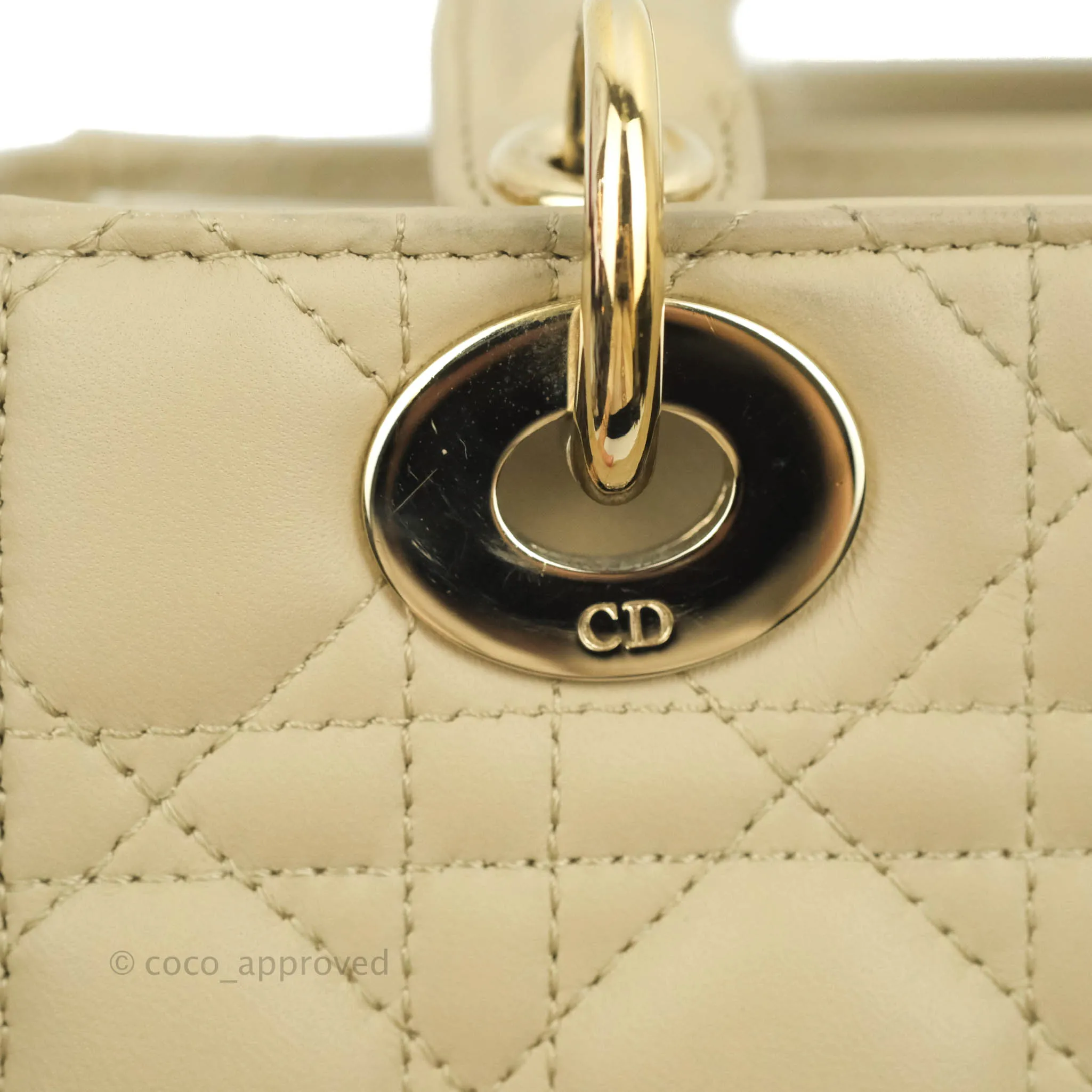Christian Dior Lambskin My ABCDior Lady Dior Matte Beige Gold Hardware