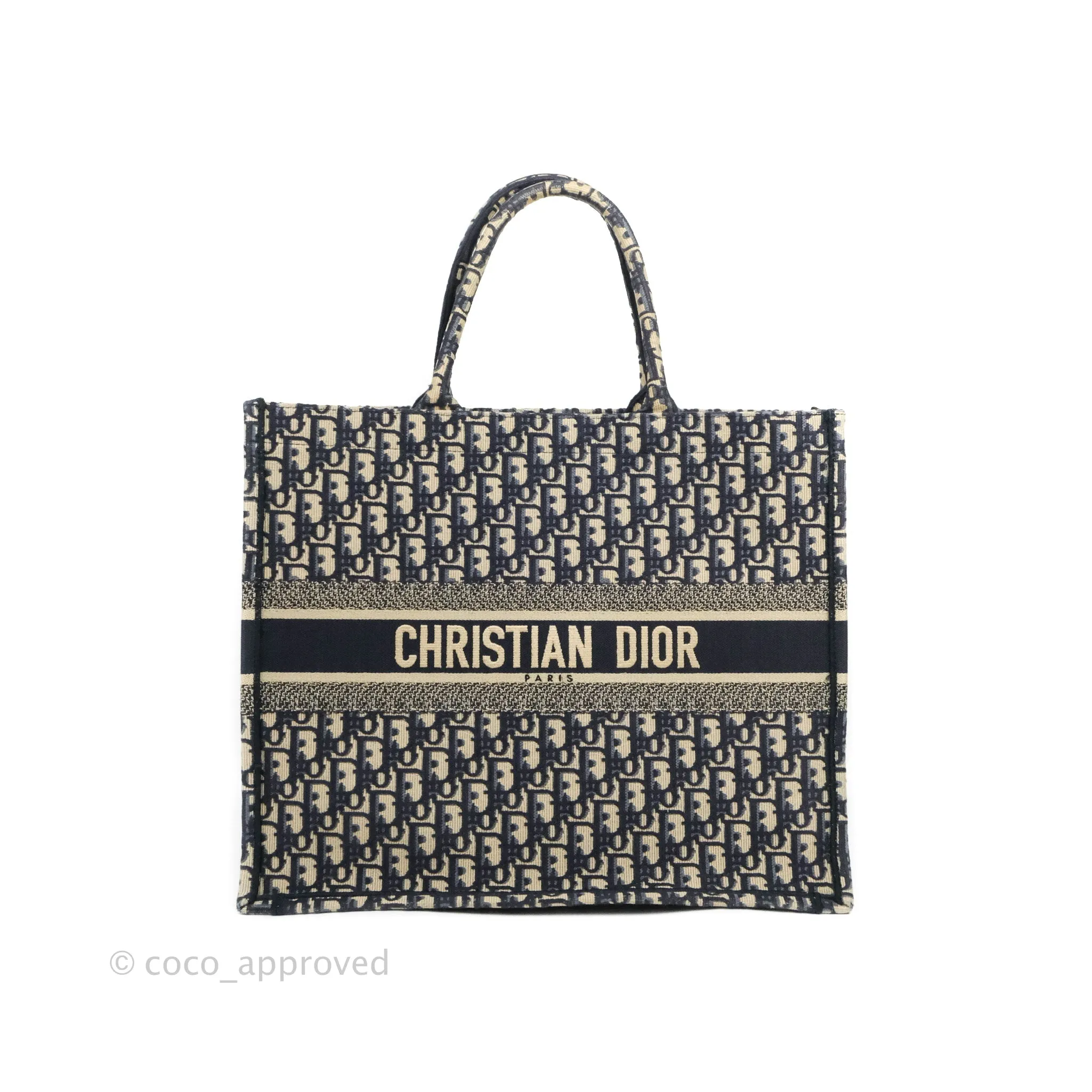 Christian Dior Large Dior Oblique Embroidery Canvas Book Tote