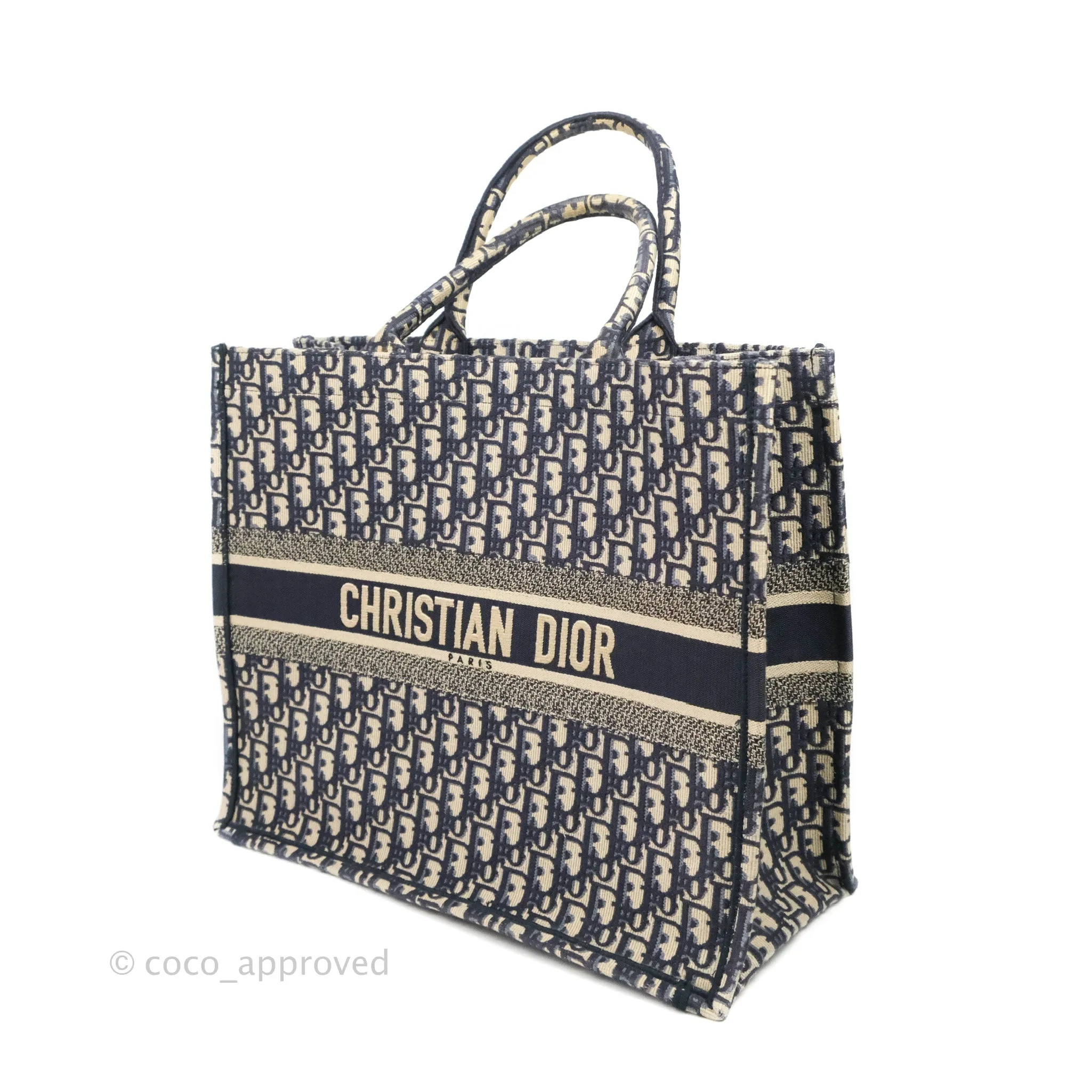Christian Dior Large Dior Oblique Embroidery Canvas Book Tote
