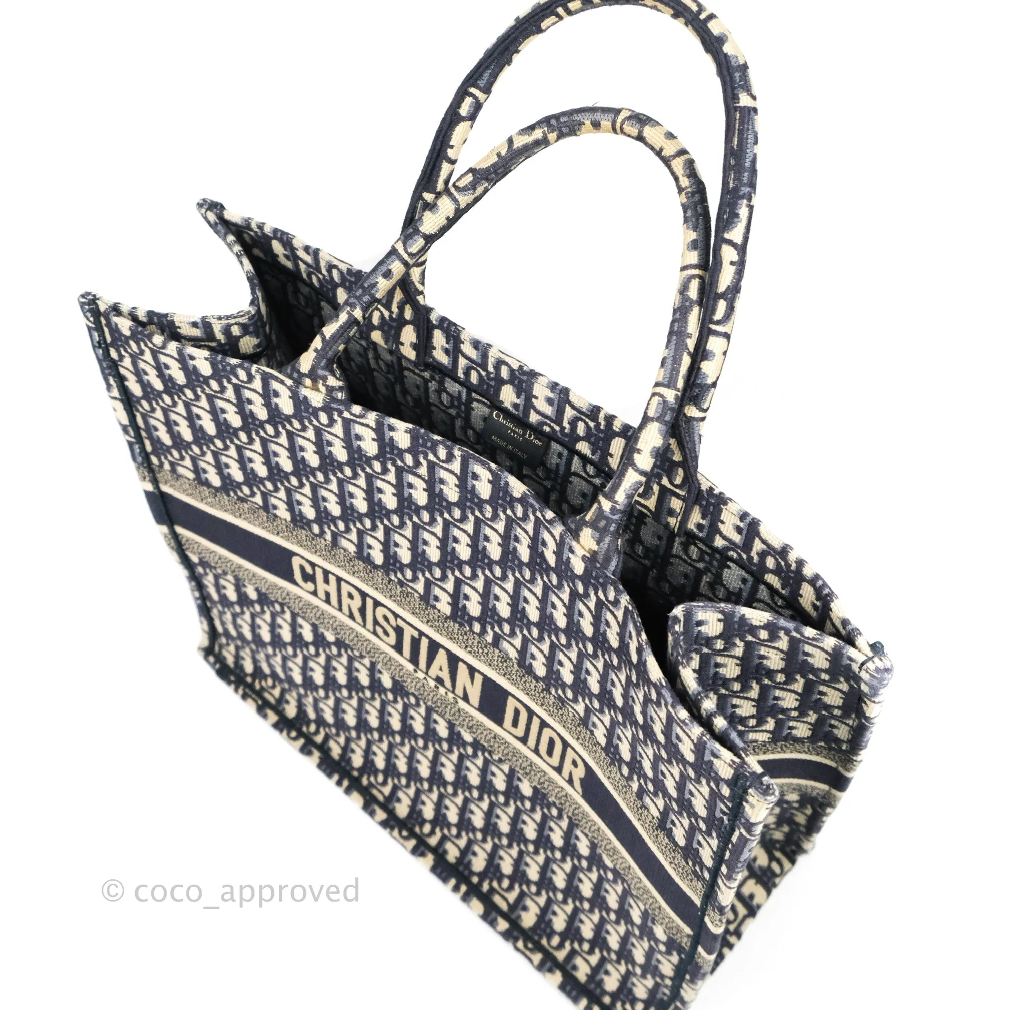 Christian Dior Large Dior Oblique Embroidery Canvas Book Tote