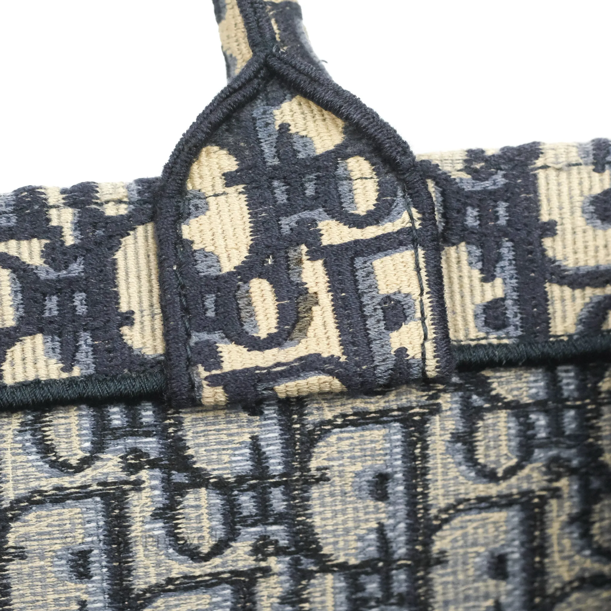 Christian Dior Large Dior Oblique Embroidery Canvas Book Tote