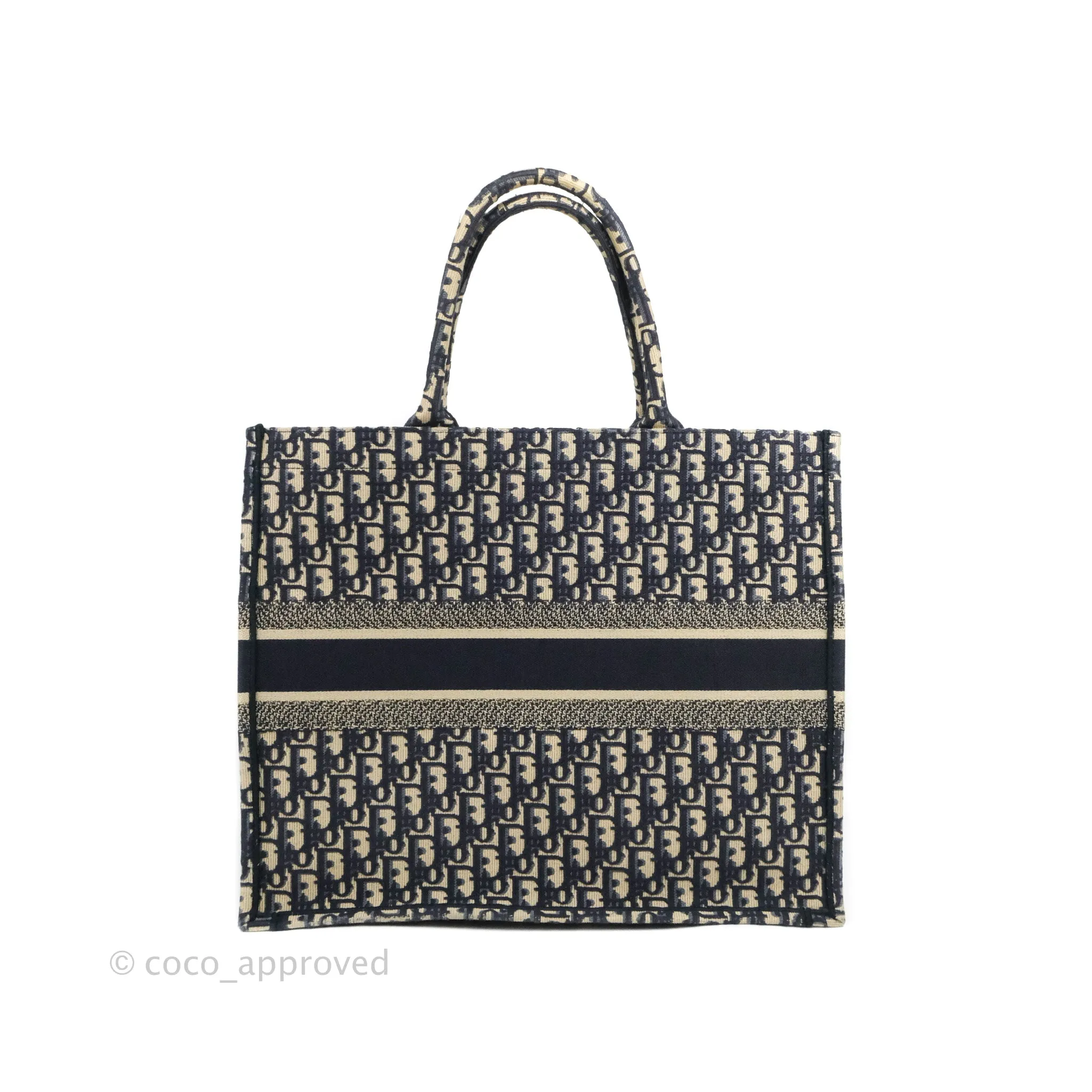 Christian Dior Large Dior Oblique Embroidery Canvas Book Tote