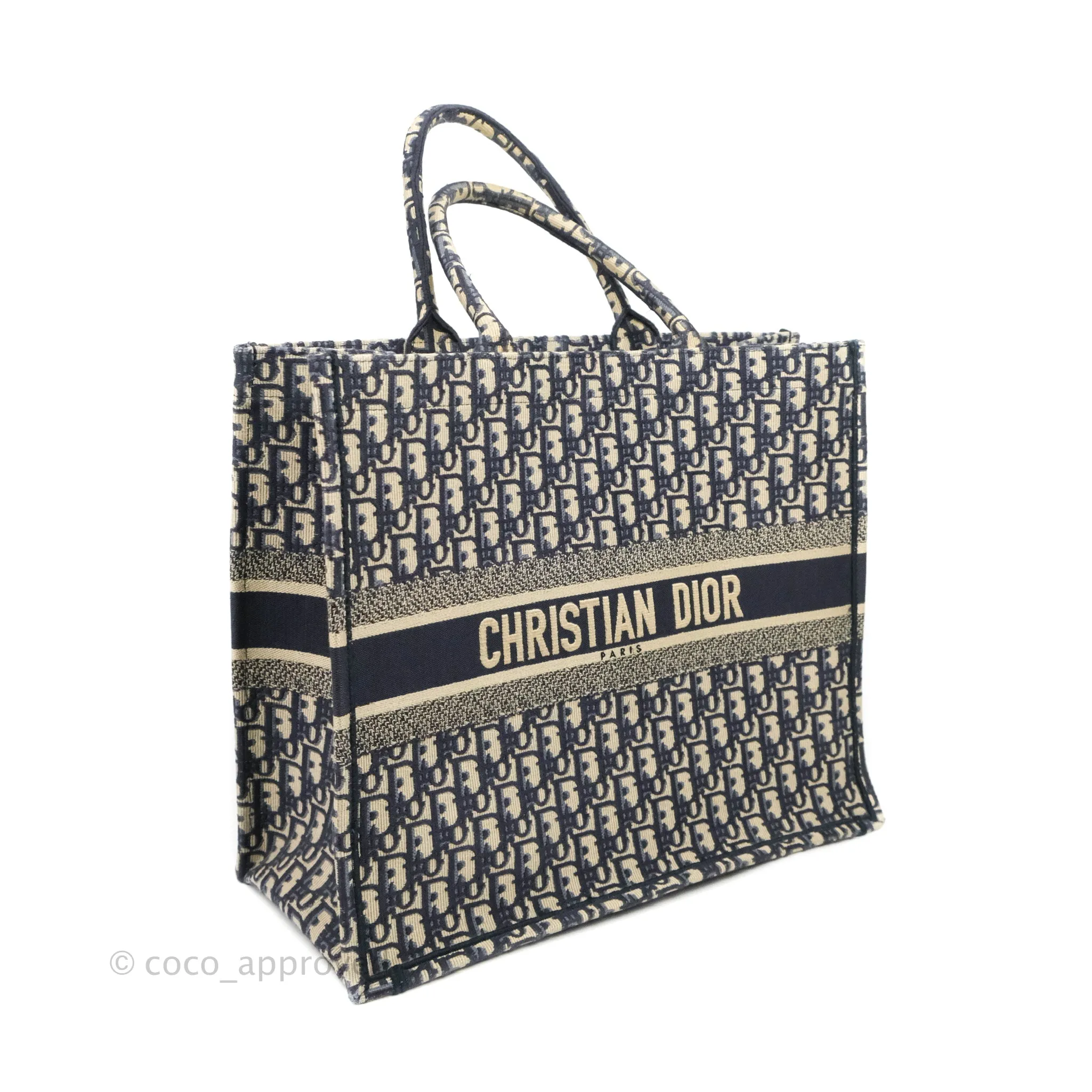 Christian Dior Large Dior Oblique Embroidery Canvas Book Tote
