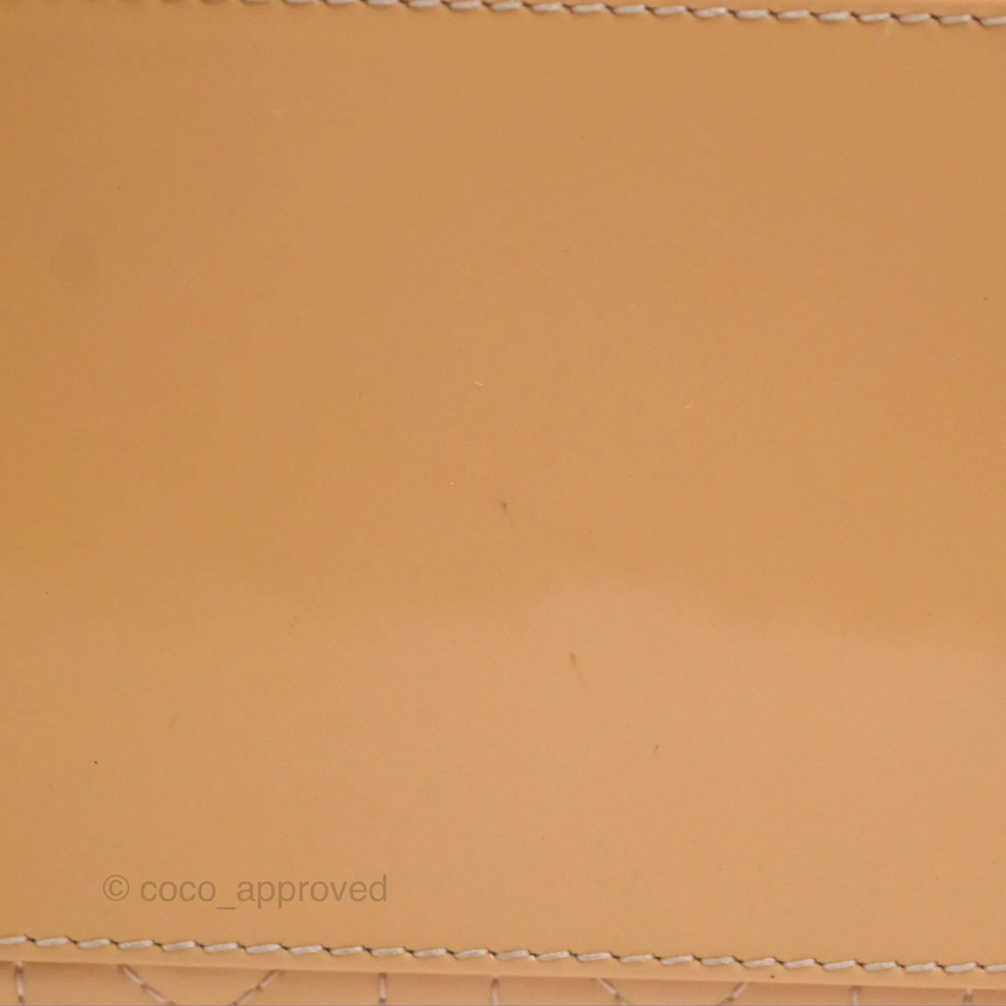 Christian Dior Large Lady Dior Cannage Orange Beige Patent Silver Hardware