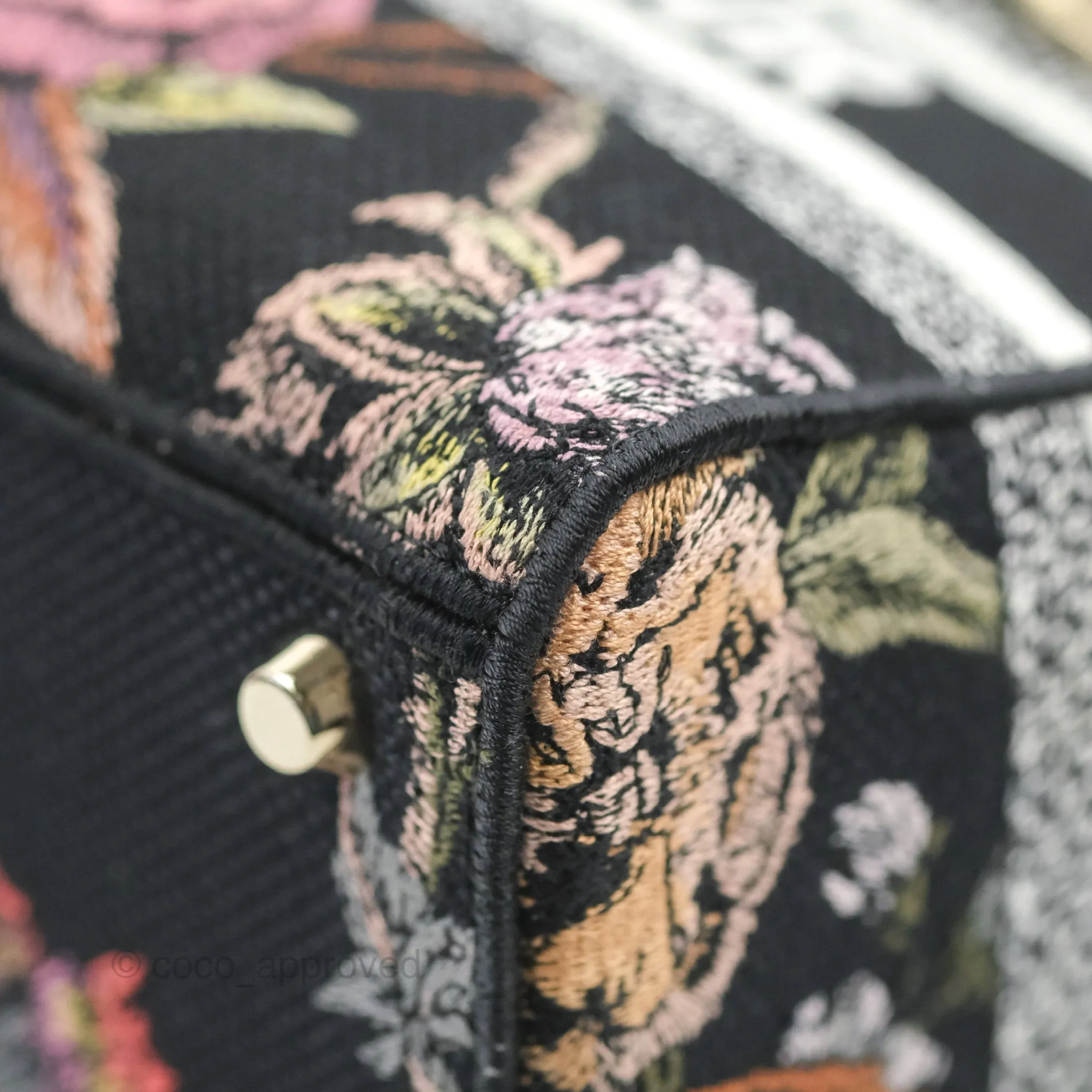 Christian Dior Medium Lady D-Lite Bag Black Dior Jardin Botanique Embroidery
