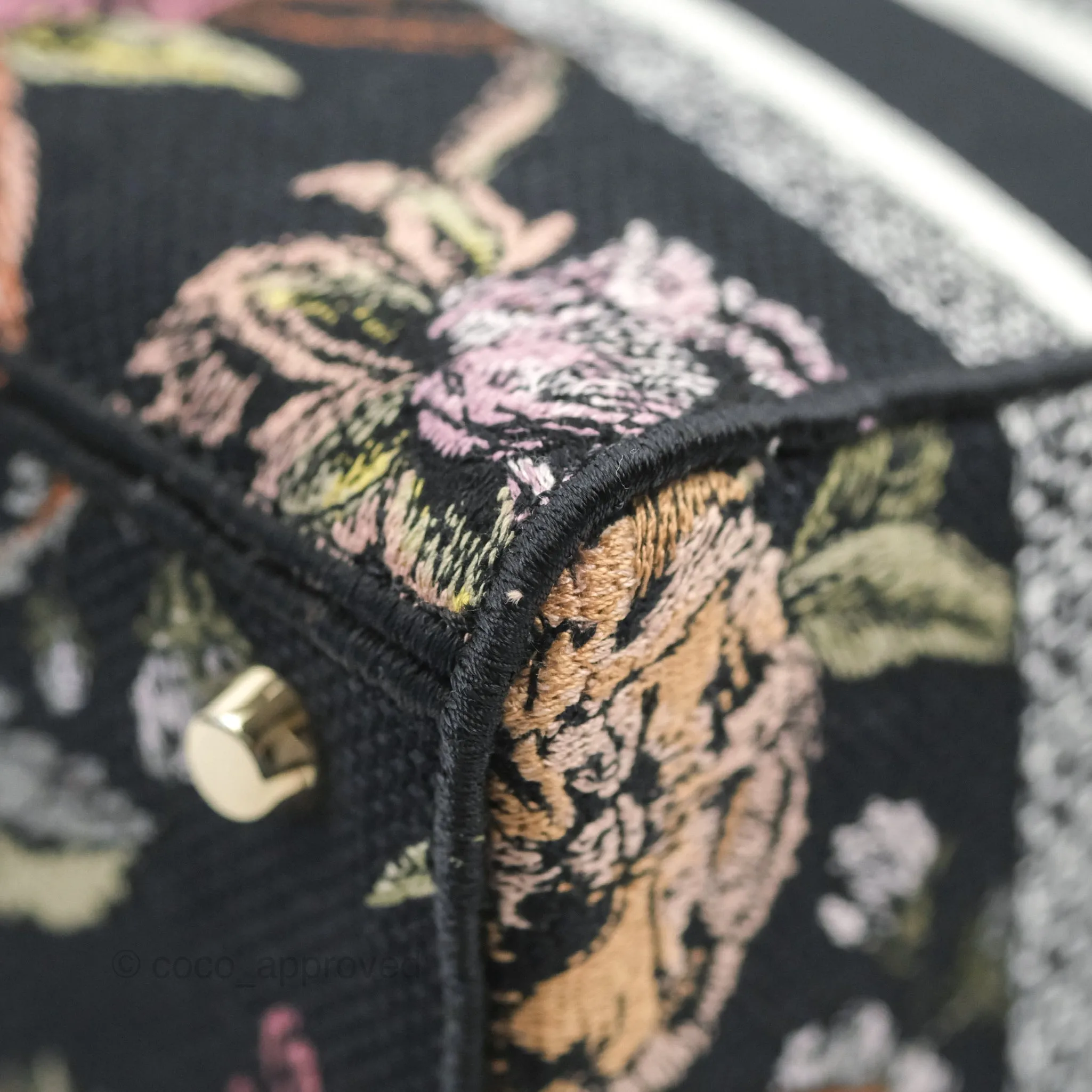 Christian Dior Medium Lady D-Lite Bag Black Dior Jardin Botanique Embroidery