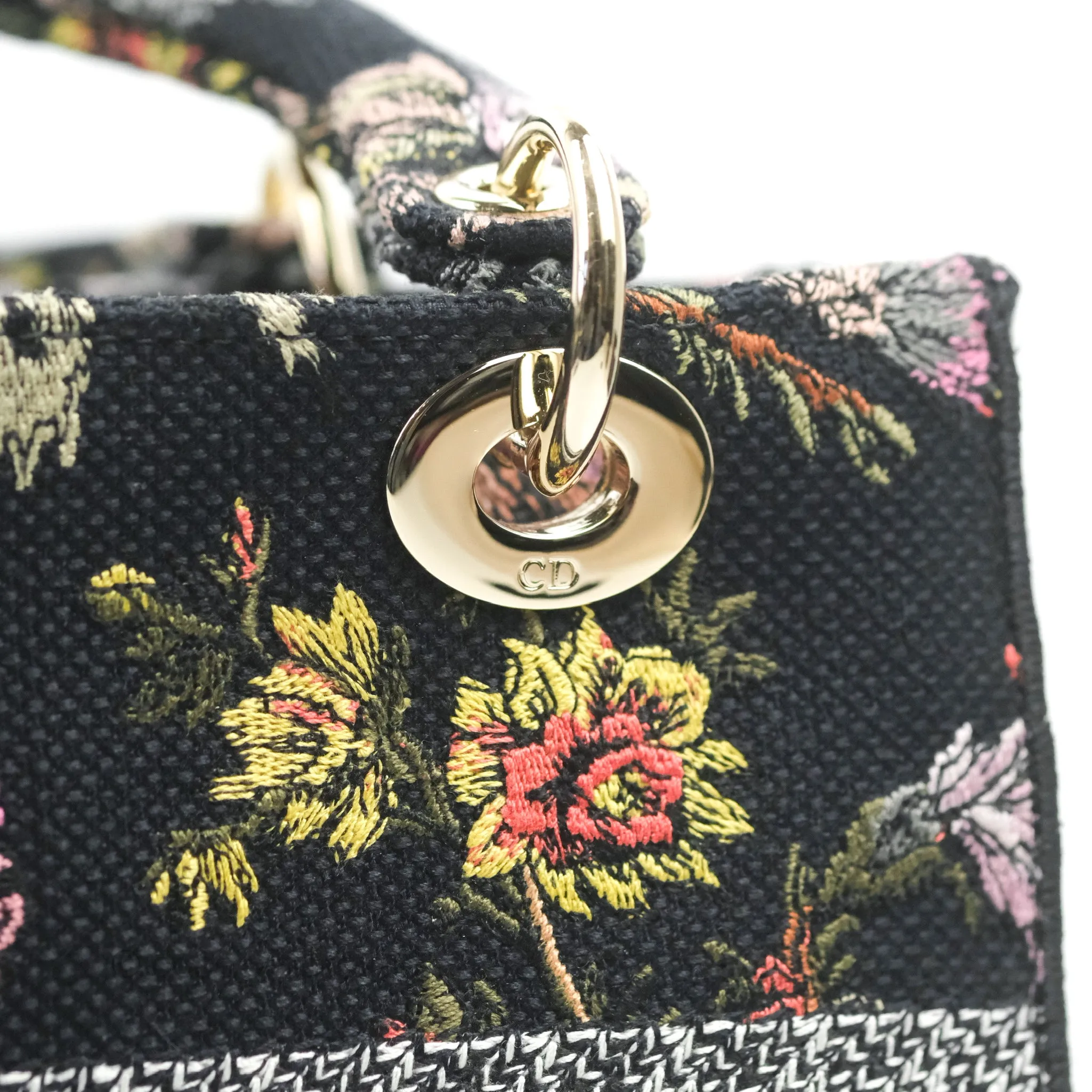 Christian Dior Medium Lady D-Lite Bag Black Dior Jardin Botanique Embroidery