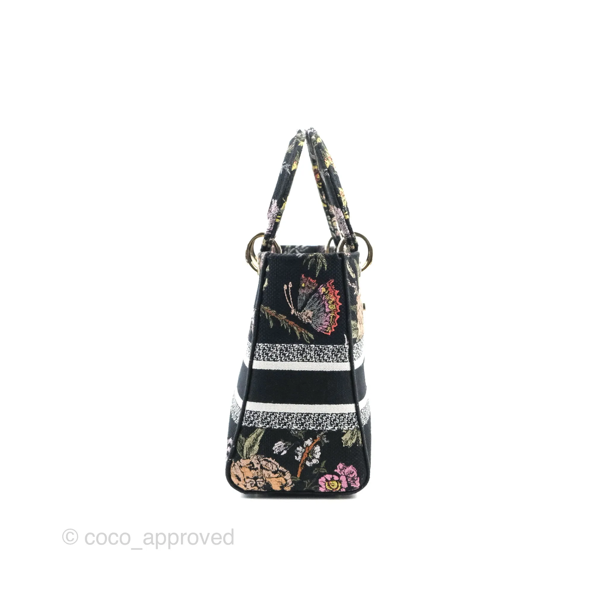 Christian Dior Medium Lady D-Lite Bag Black Dior Jardin Botanique Embroidery