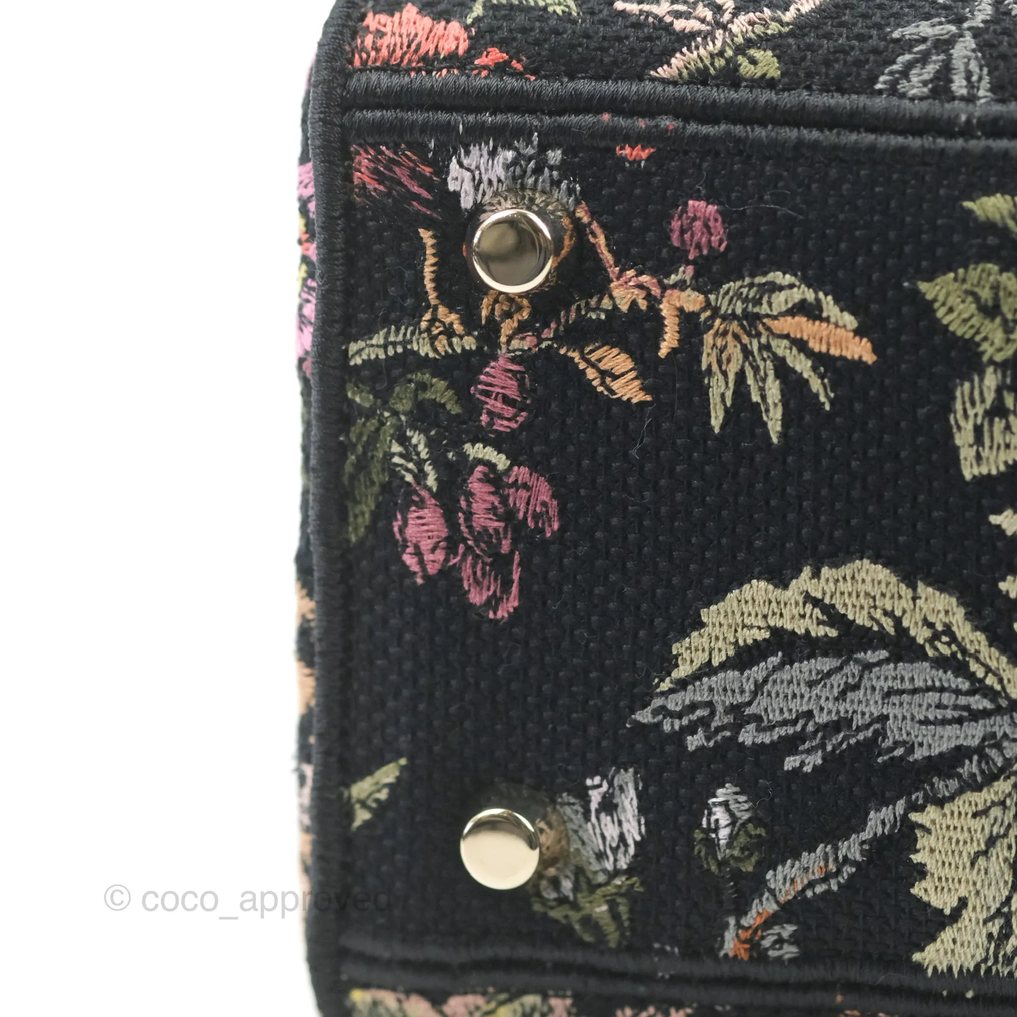 Christian Dior Medium Lady D-Lite Bag Black Dior Jardin Botanique Embroidery