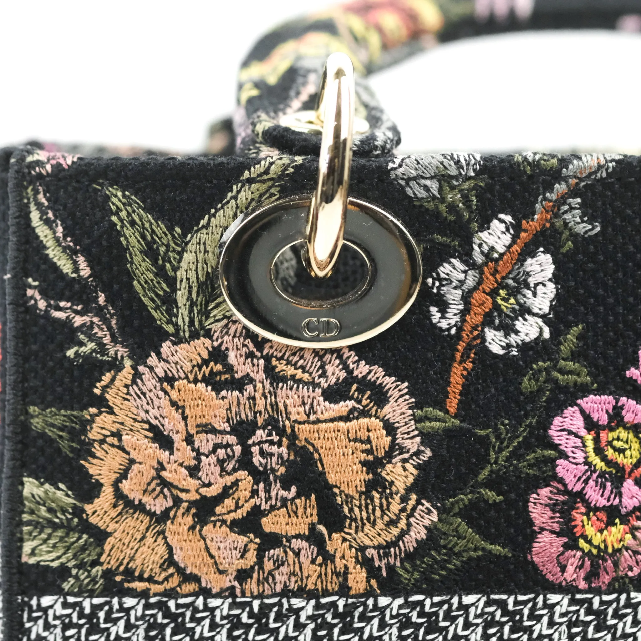 Christian Dior Medium Lady D-Lite Bag Black Dior Jardin Botanique Embroidery