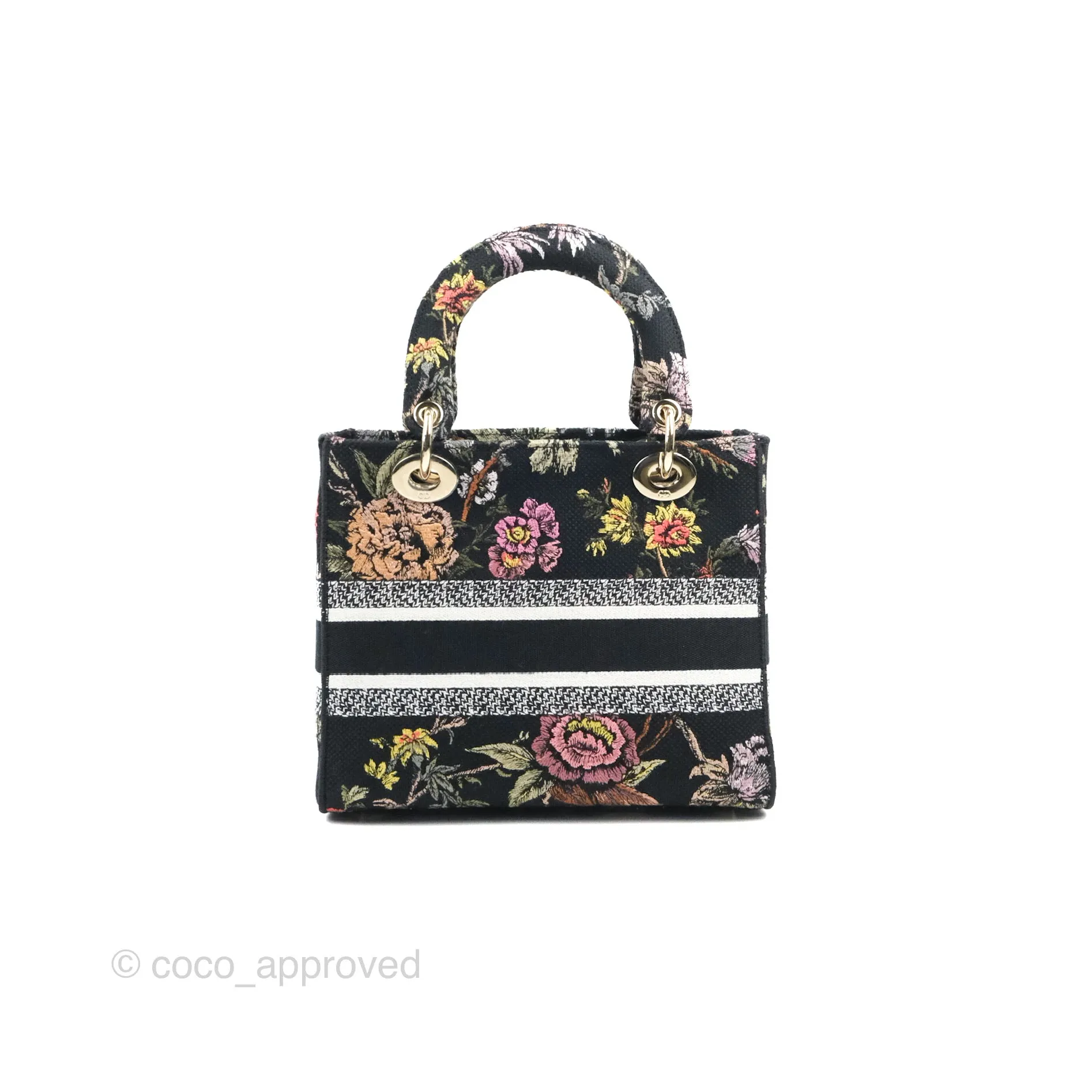 Christian Dior Medium Lady D-Lite Bag Black Dior Jardin Botanique Embroidery