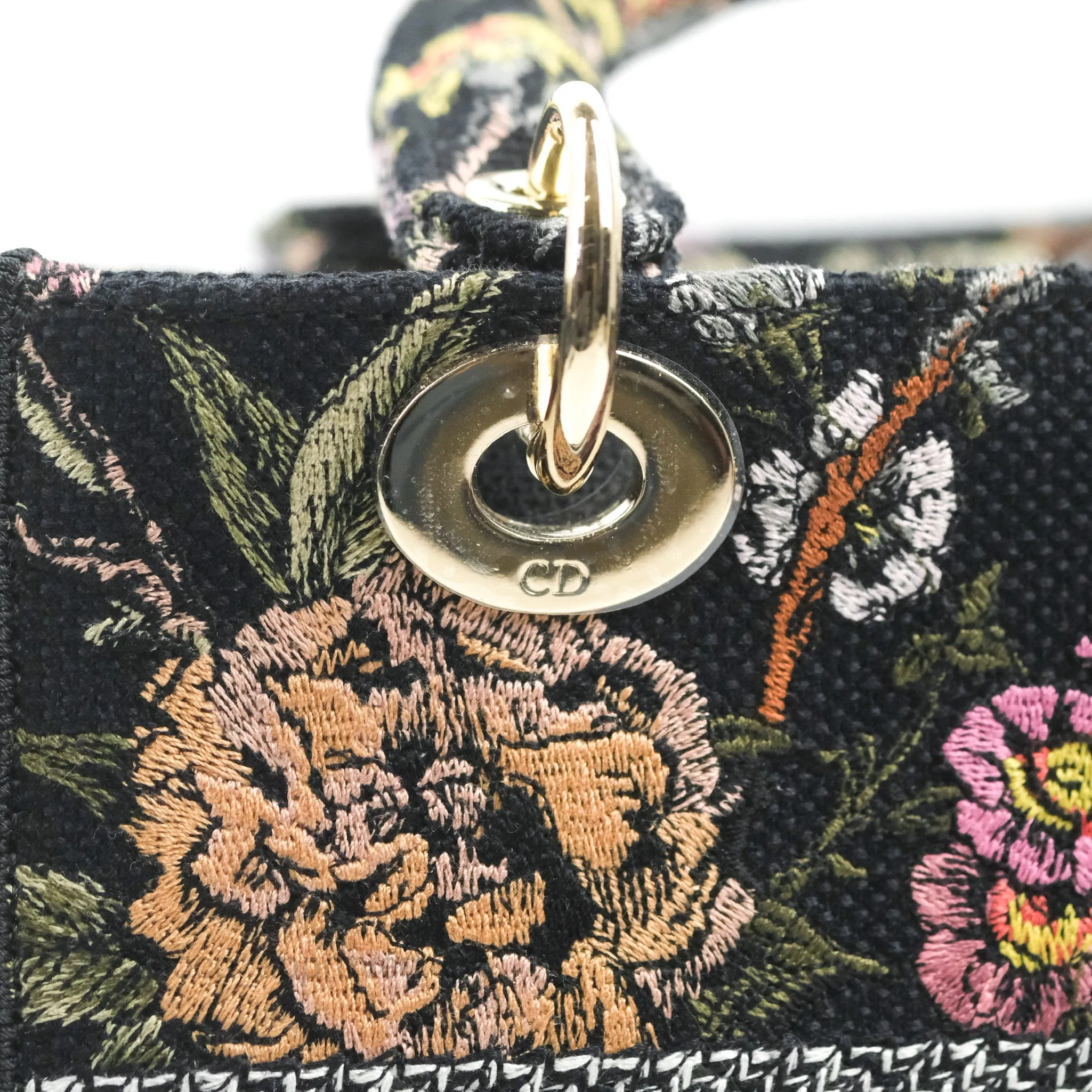 Christian Dior Medium Lady D-Lite Bag Black Dior Jardin Botanique Embroidery