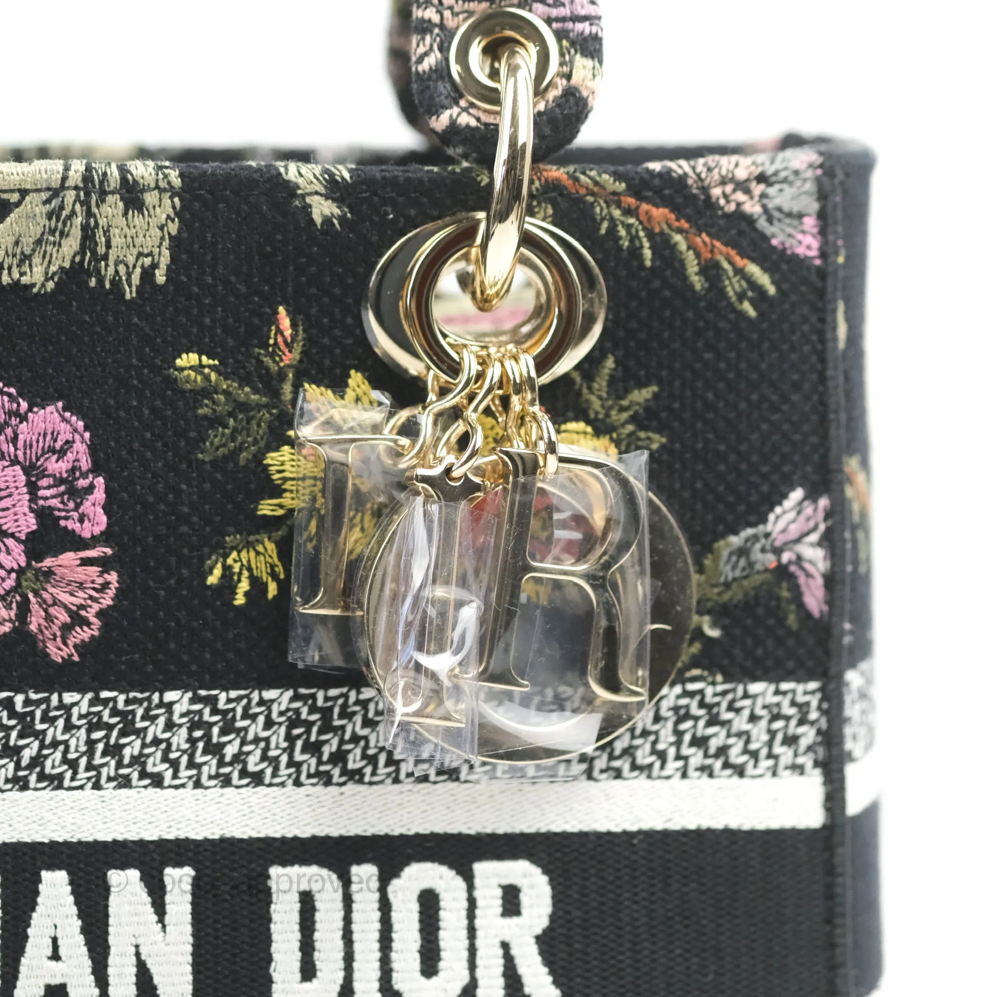 Christian Dior Medium Lady D-Lite Bag Black Dior Jardin Botanique Embroidery