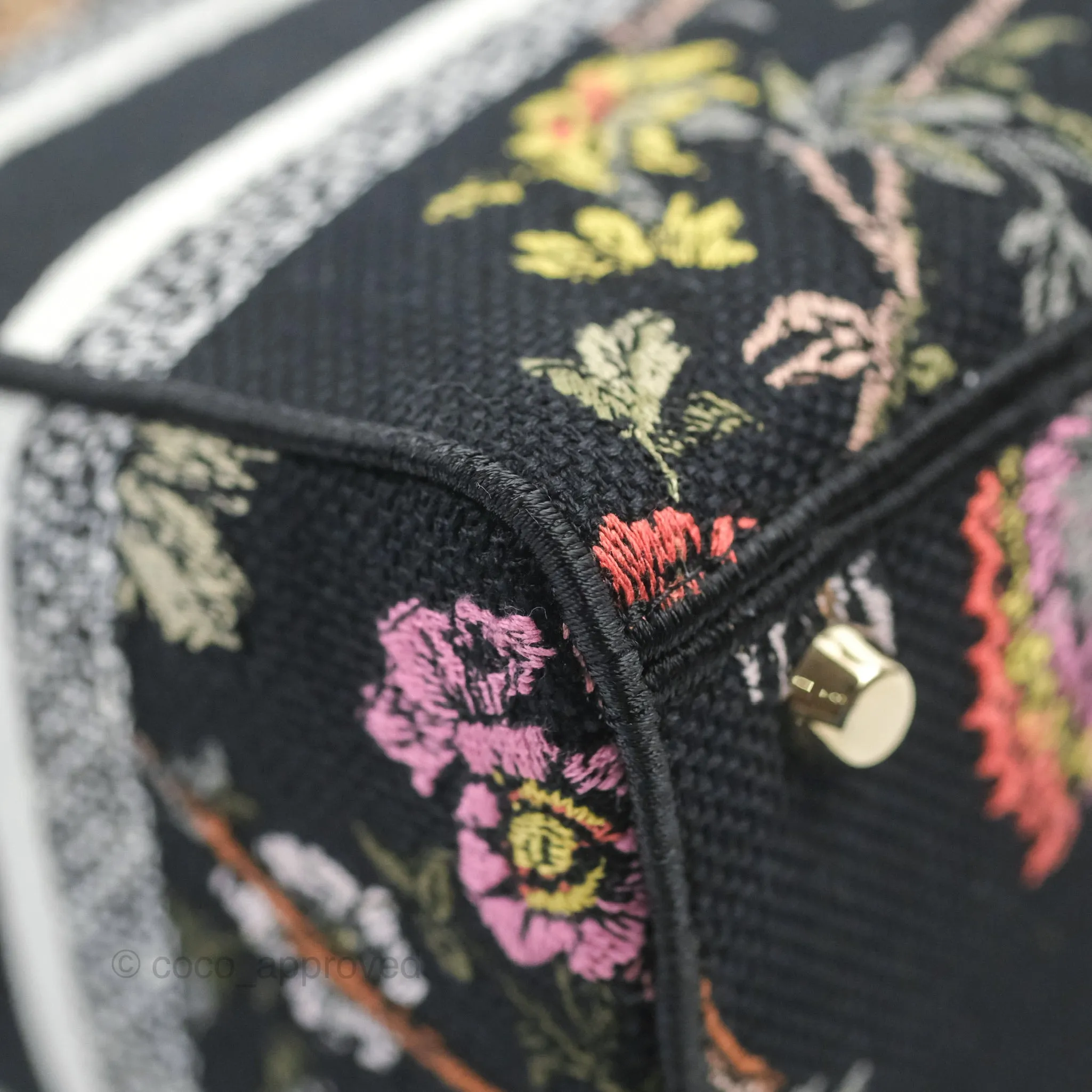 Christian Dior Medium Lady D-Lite Bag Black Dior Jardin Botanique Embroidery