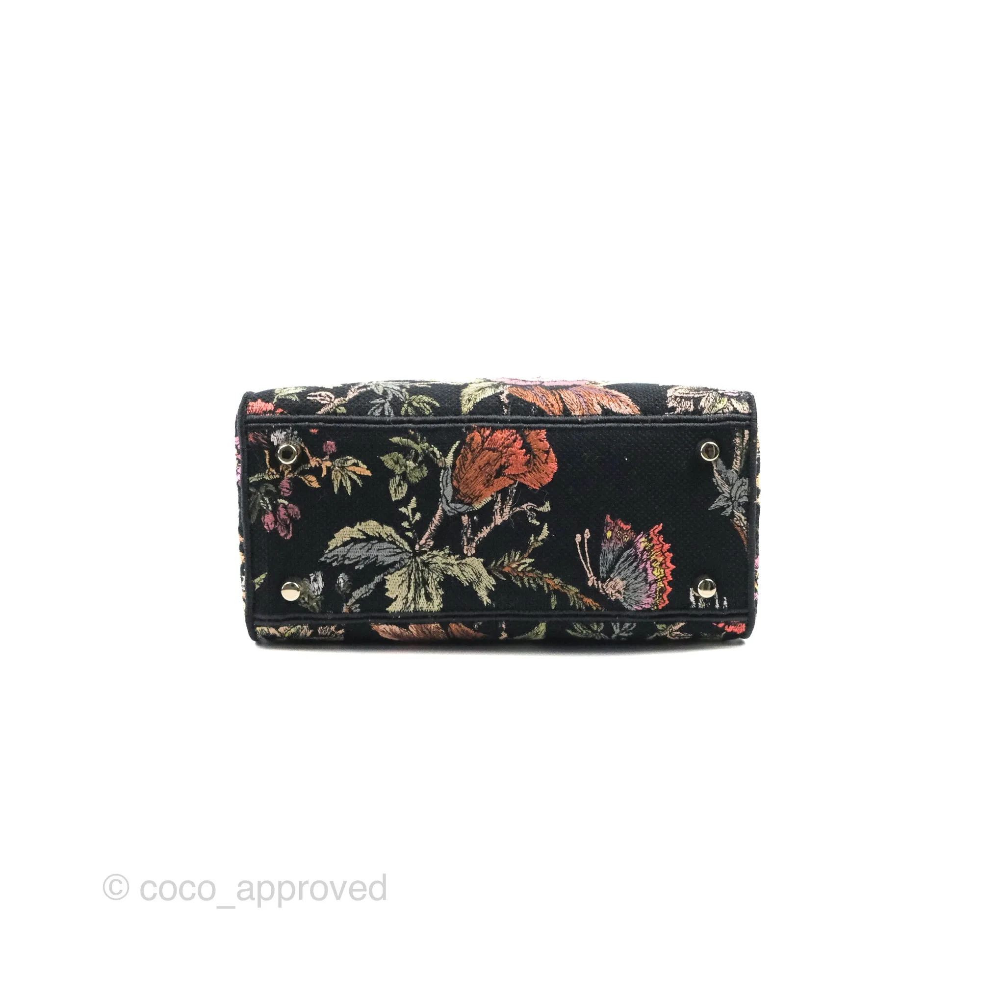 Christian Dior Medium Lady D-Lite Bag Black Dior Jardin Botanique Embroidery