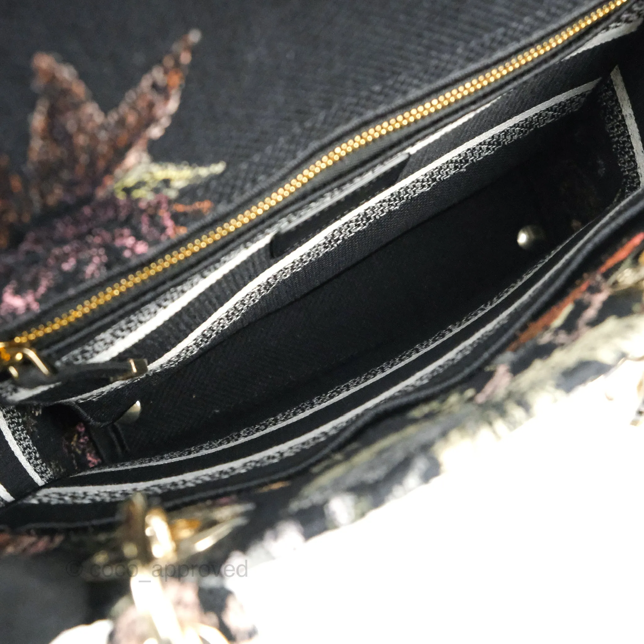 Christian Dior Medium Lady D-Lite Bag Black Dior Jardin Botanique Embroidery