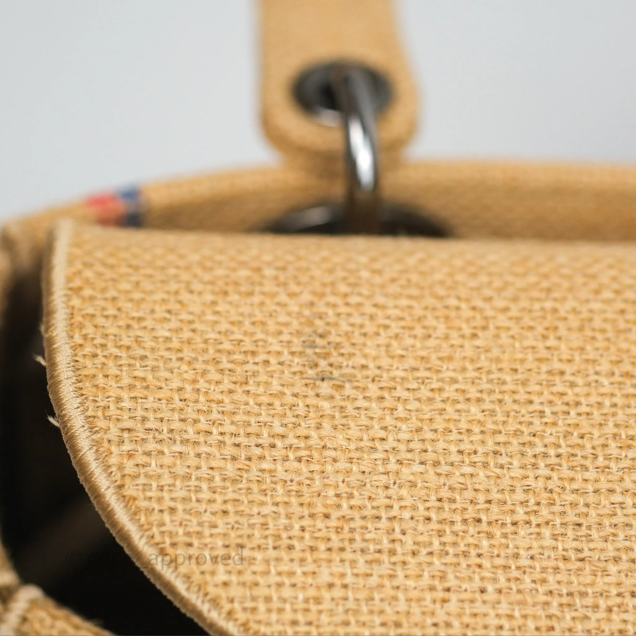 Christian Dior Medium Lady D-Lite Bag Canvas Jute Embroidered