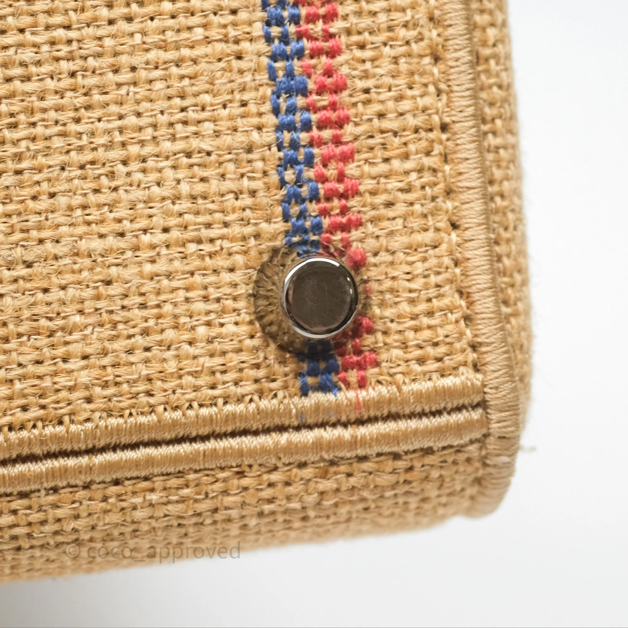 Christian Dior Medium Lady D-Lite Bag Canvas Jute Embroidered