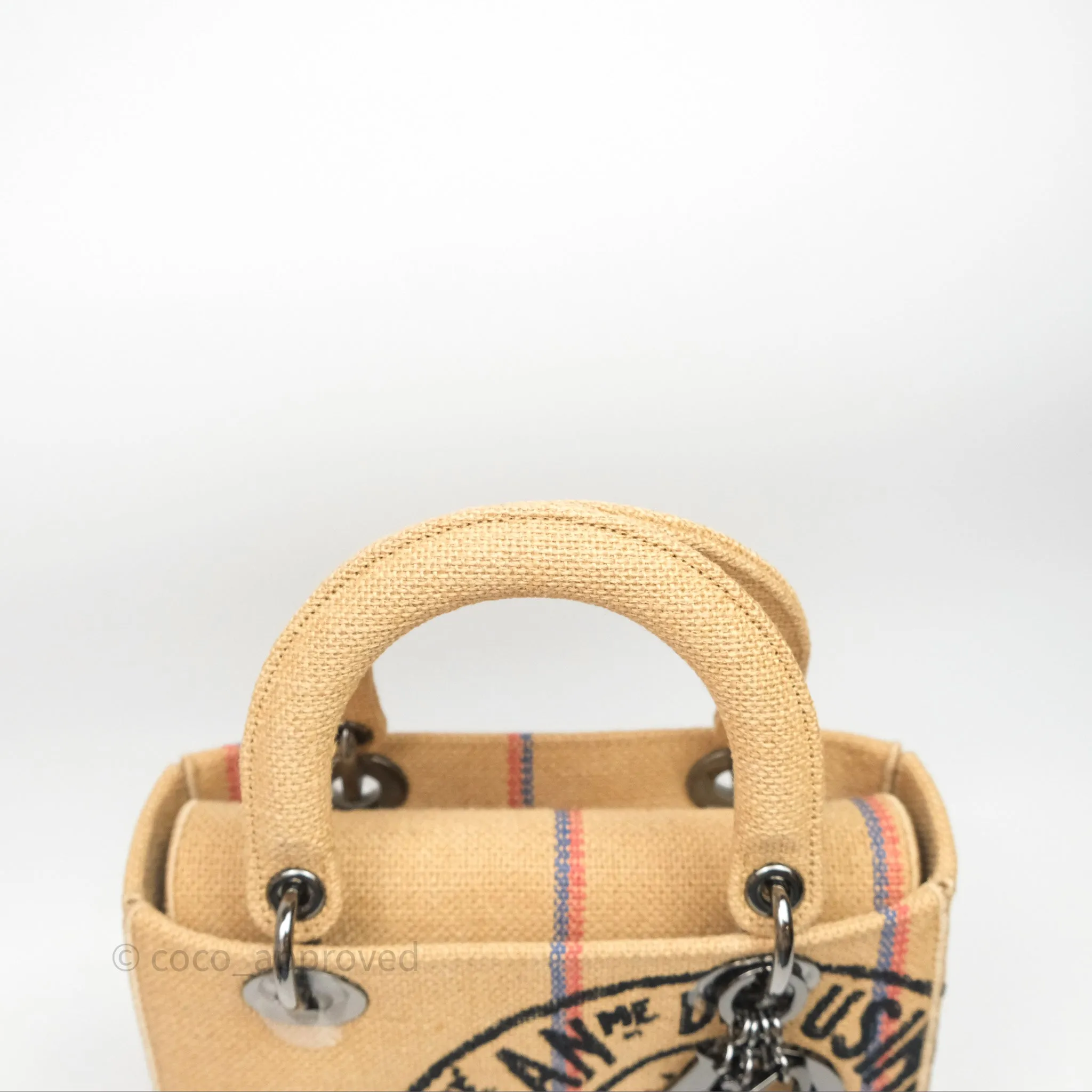 Christian Dior Medium Lady D-Lite Bag Canvas Jute Embroidered