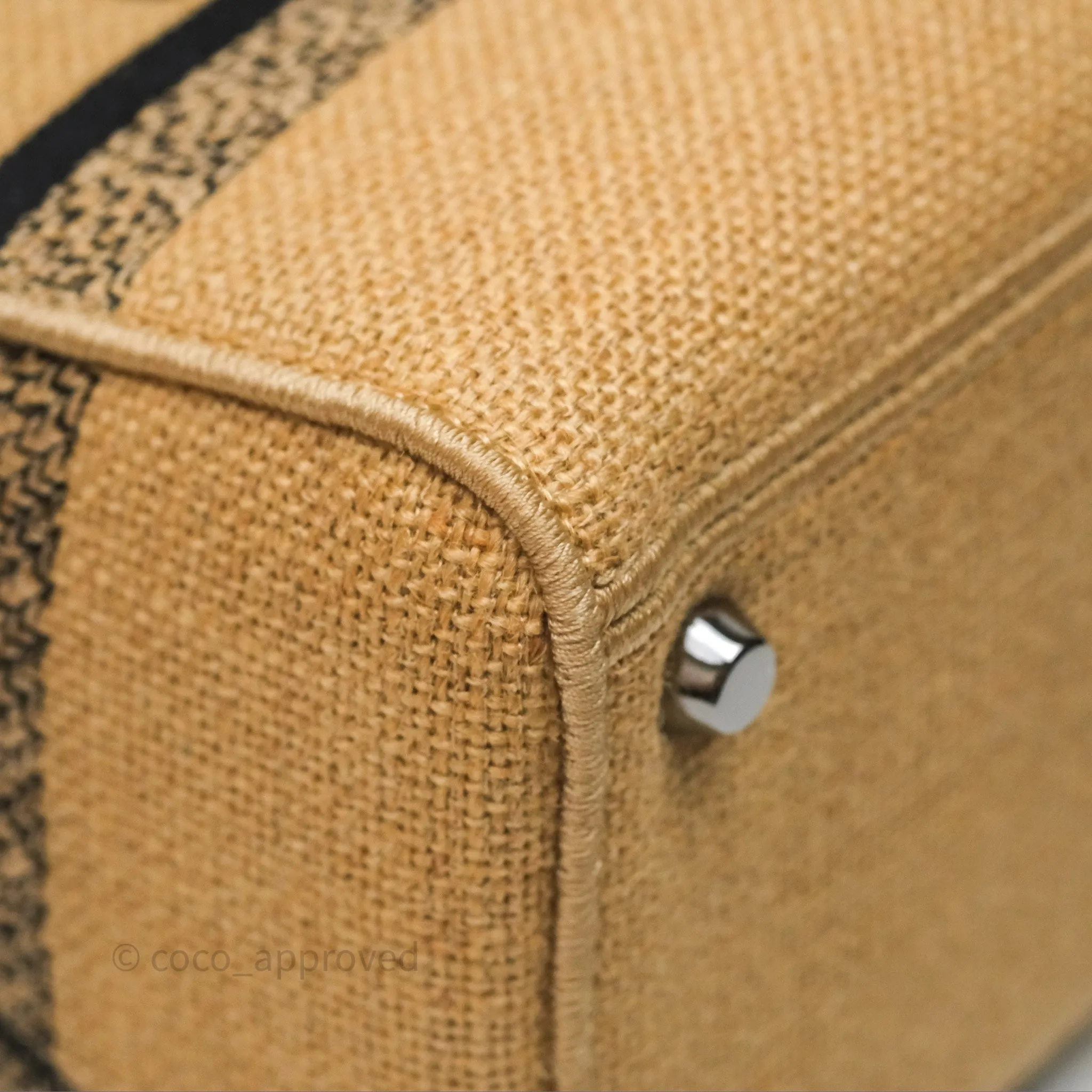 Christian Dior Medium Lady D-Lite Bag Canvas Jute Embroidered