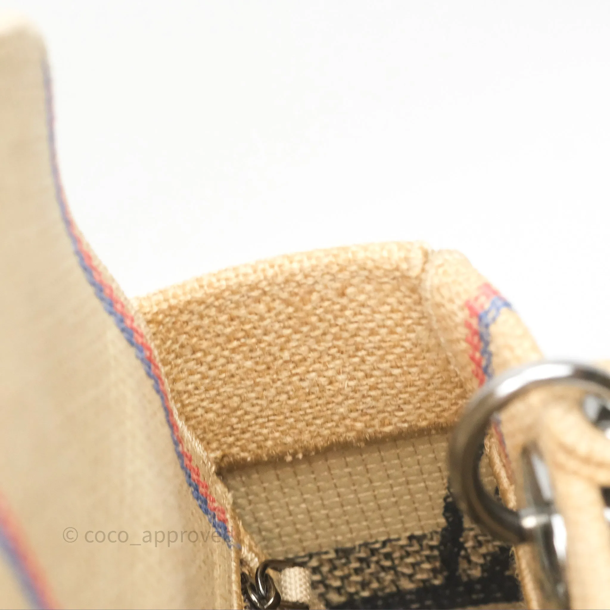 Christian Dior Medium Lady D-Lite Bag Canvas Jute Embroidered