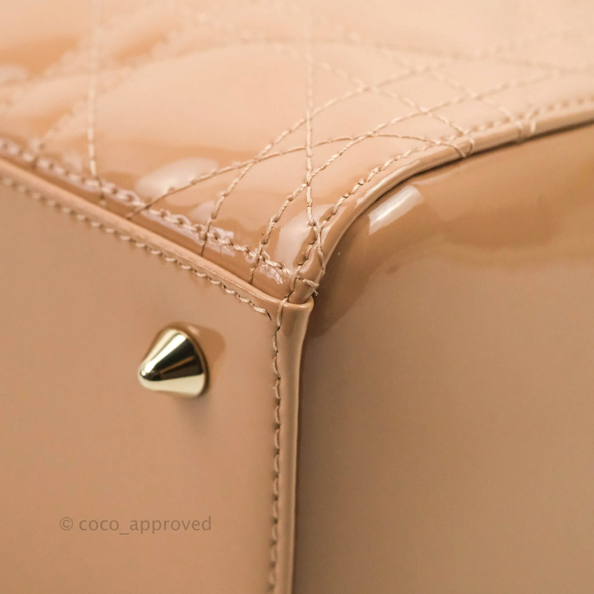 Christian Dior Medium Lady Dior Blush Patent Gold Hardware