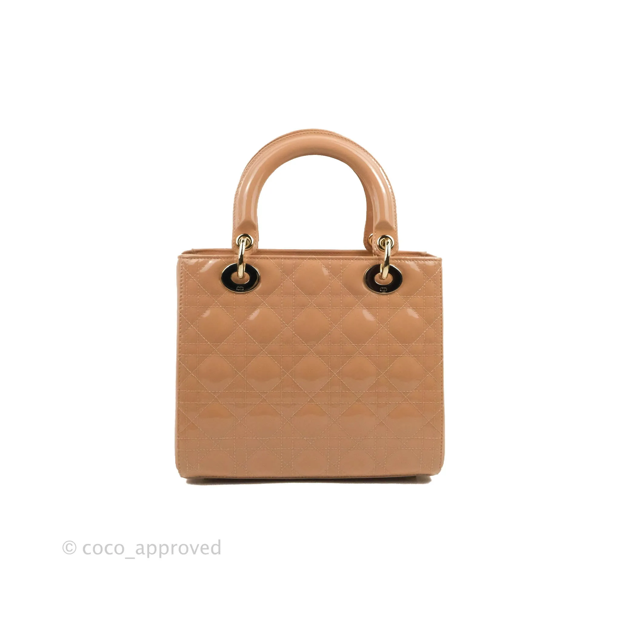 Christian Dior Medium Lady Dior Blush Patent Gold Hardware