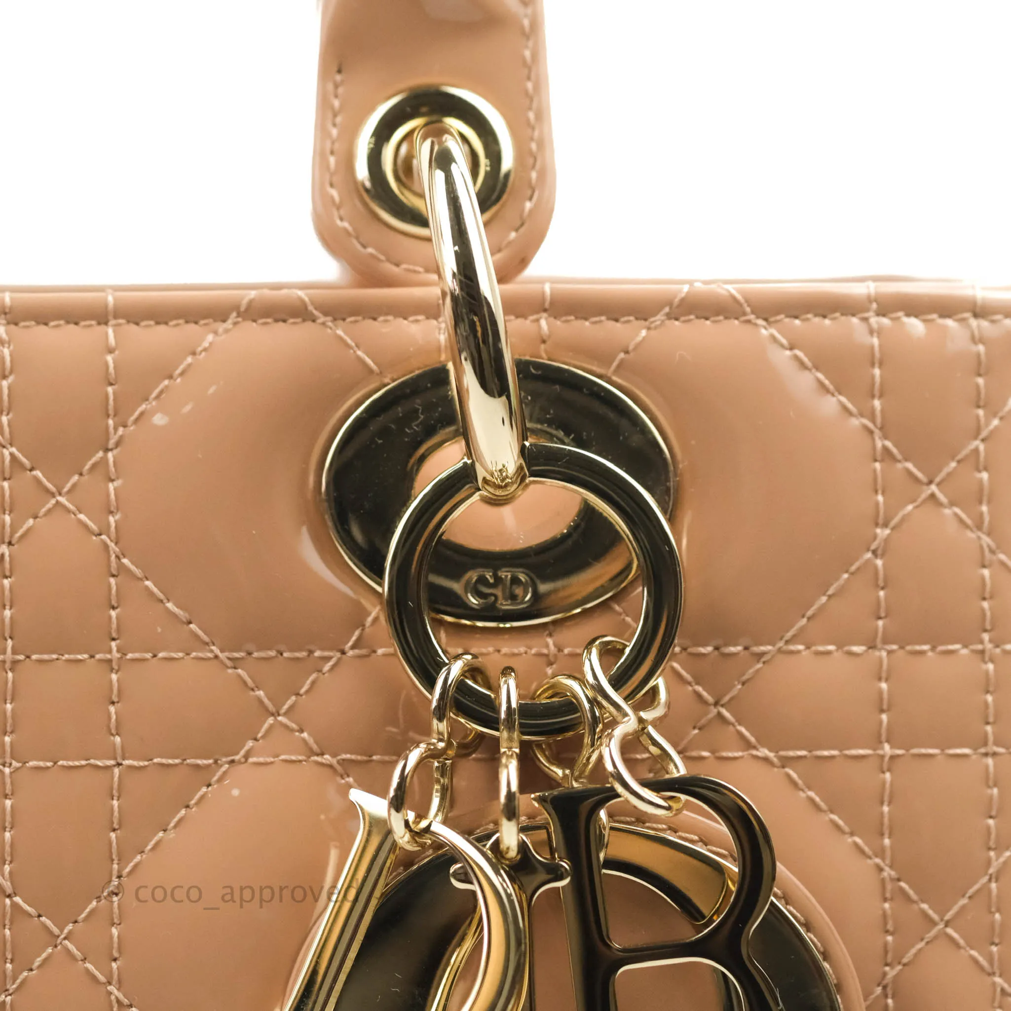 Christian Dior Medium Lady Dior Blush Patent Gold Hardware