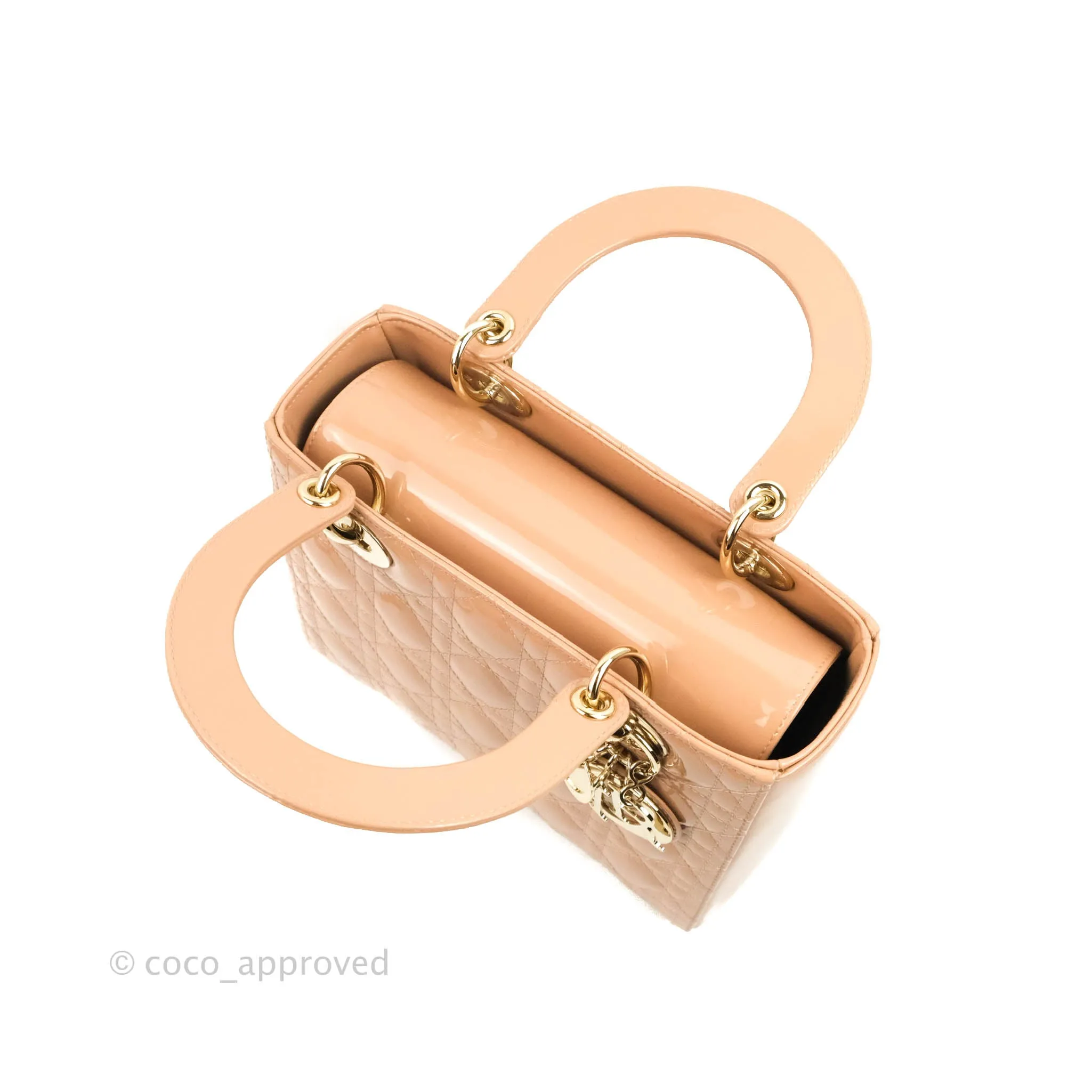 Christian Dior Medium Lady Dior Blush Patent Gold Hardware