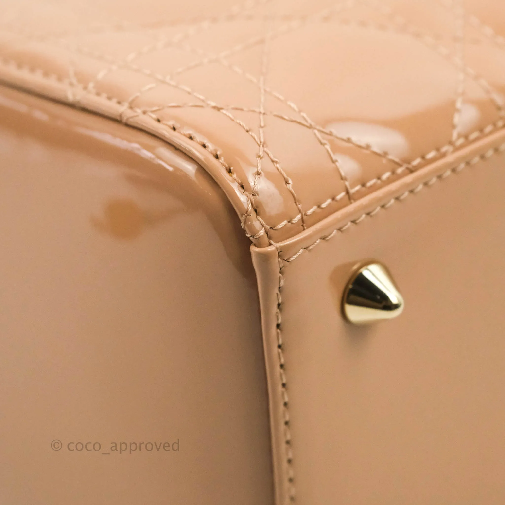 Christian Dior Medium Lady Dior Blush Patent Gold Hardware
