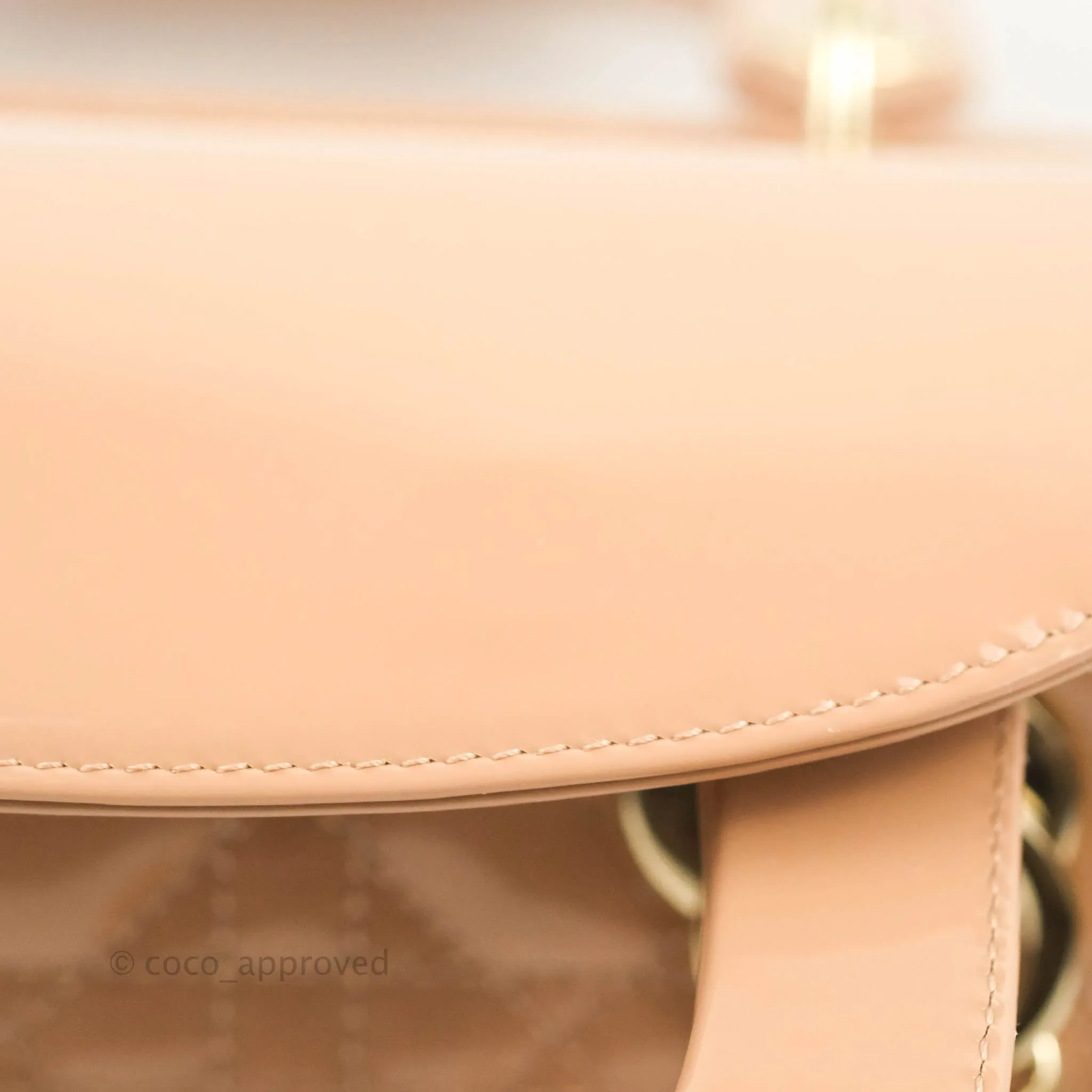 Christian Dior Medium Lady Dior Blush Patent Gold Hardware