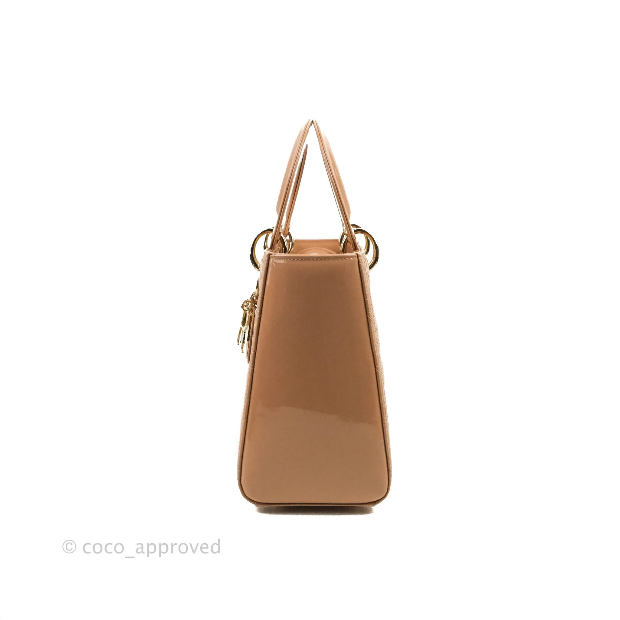 Christian Dior Medium Lady Dior Blush Patent Gold Hardware