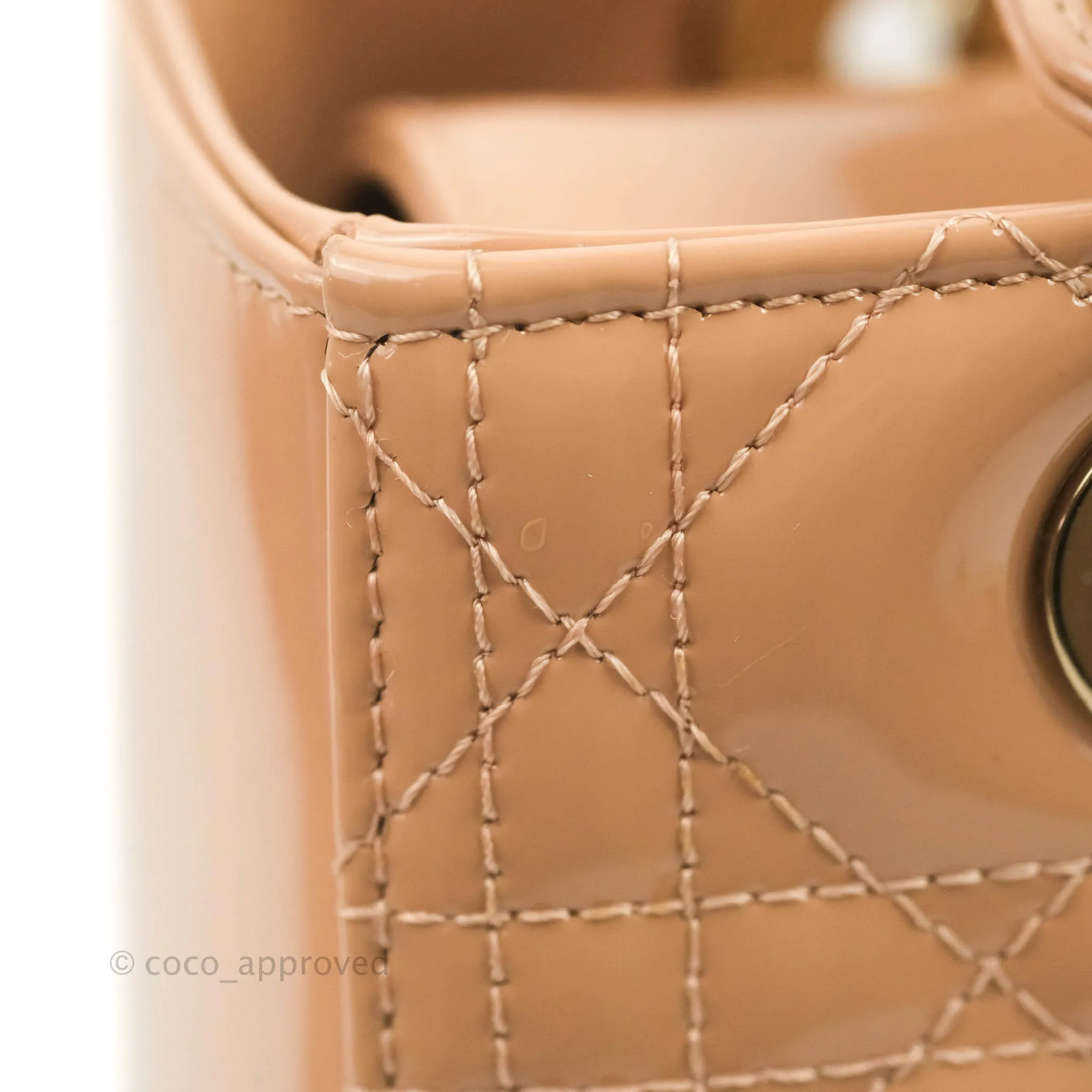Christian Dior Medium Lady Dior Blush Patent Gold Hardware