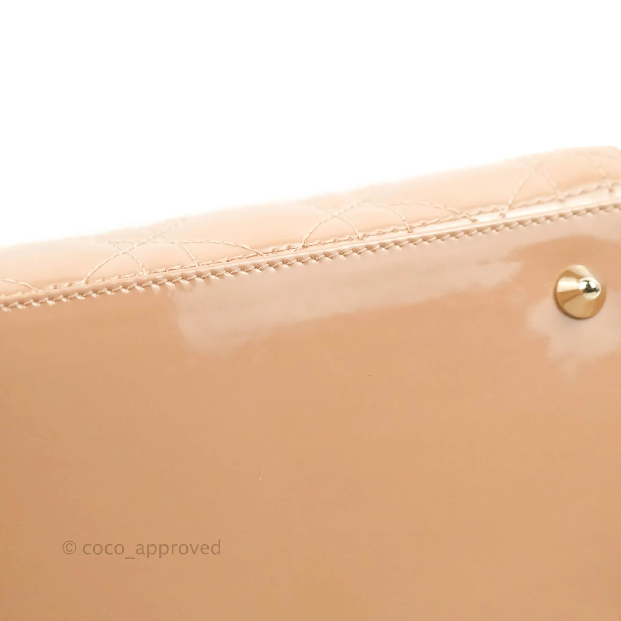 Christian Dior Medium Lady Dior Blush Patent Gold Hardware