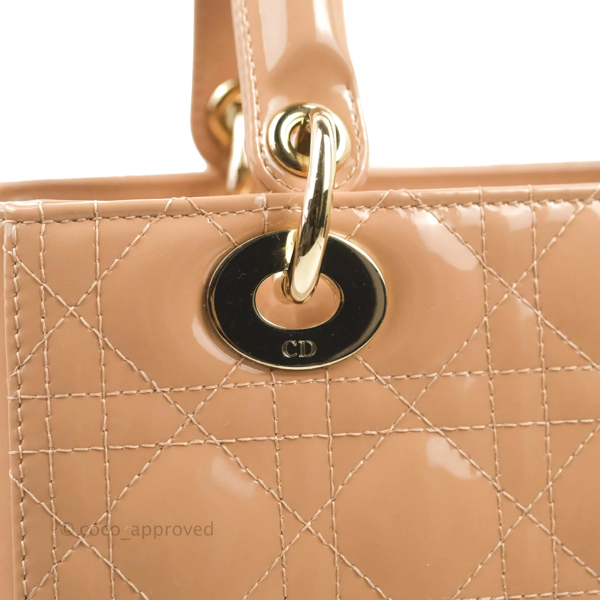 Christian Dior Medium Lady Dior Blush Patent Gold Hardware