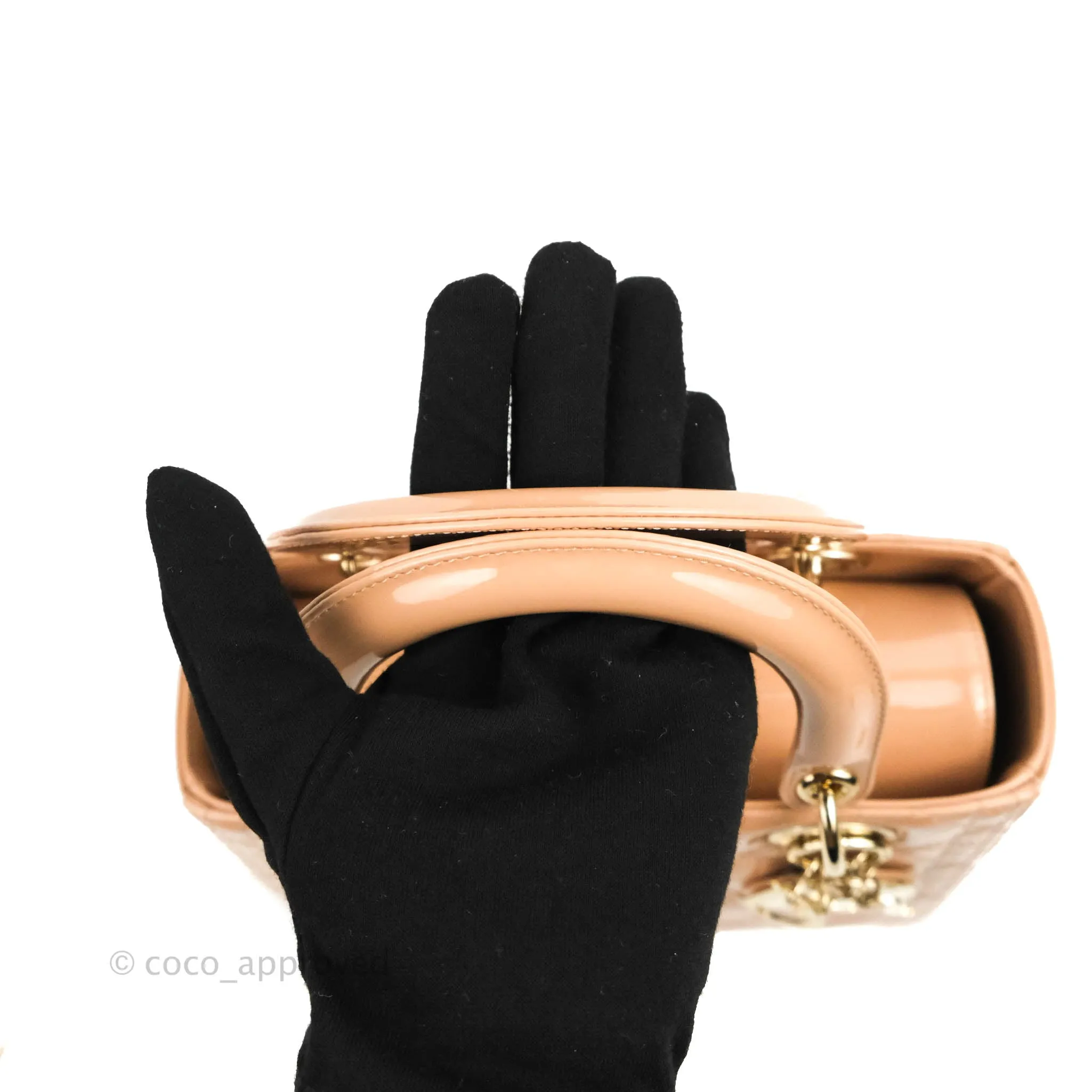 Christian Dior Medium Lady Dior Blush Patent Gold Hardware