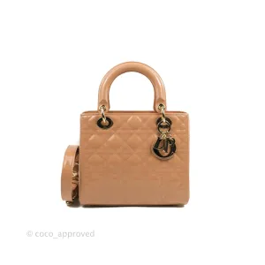 Christian Dior Medium Lady Dior Blush Patent Gold Hardware