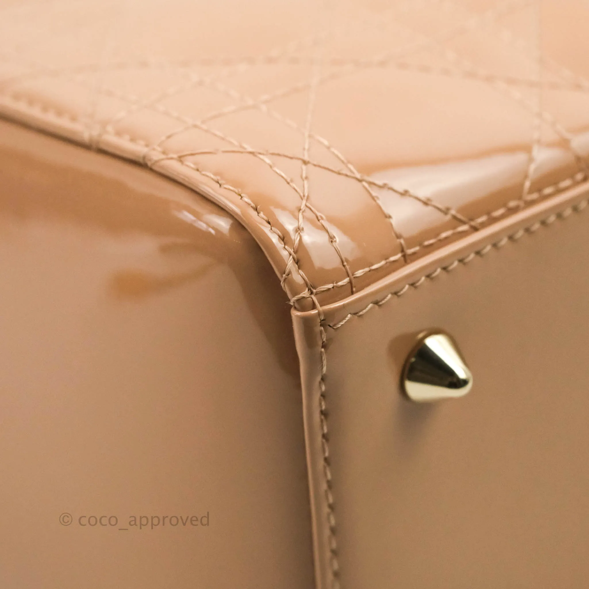 Christian Dior Medium Lady Dior Blush Patent Gold Hardware