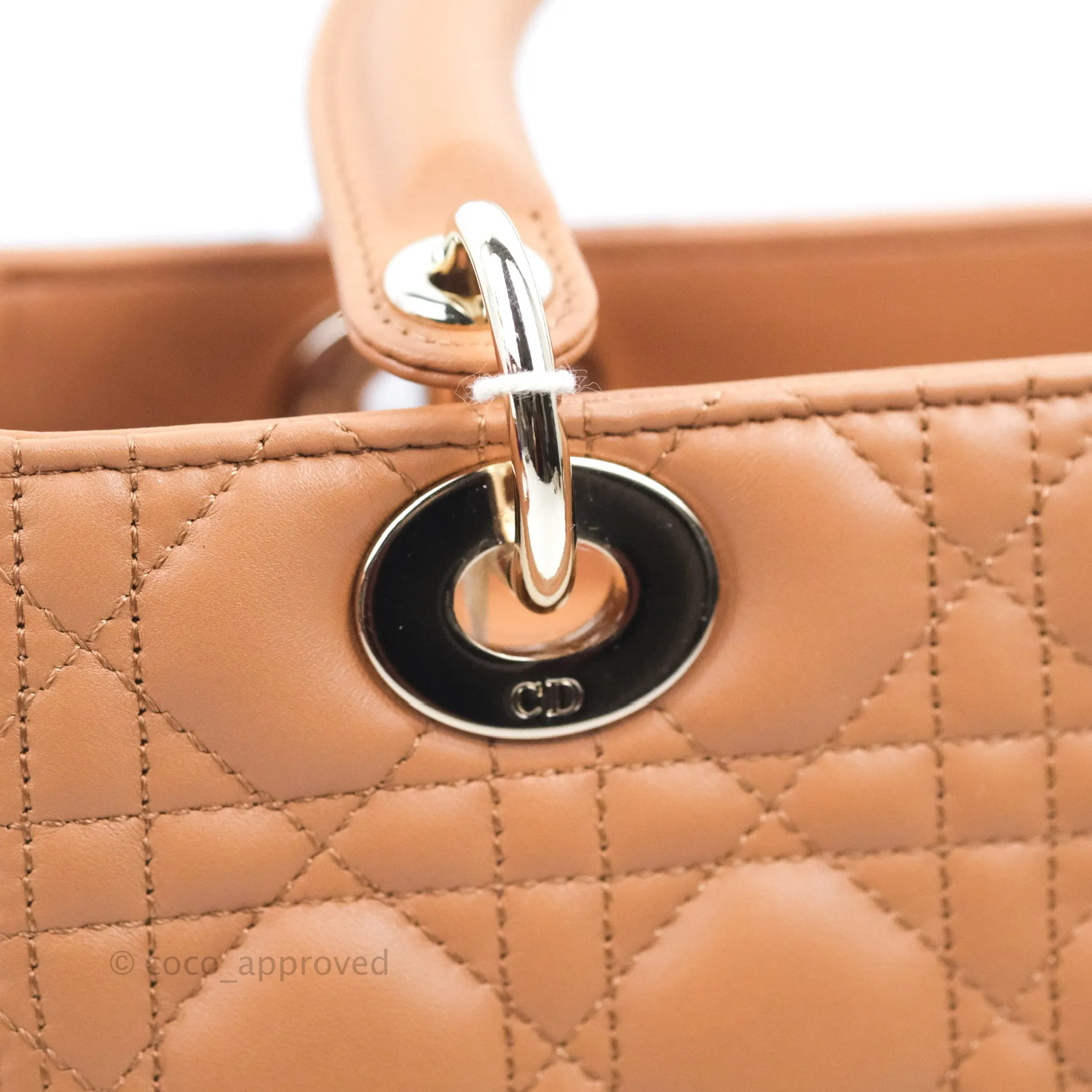 Christian Dior Medium Lady Dior Caramel Lambskin Gold Hardware