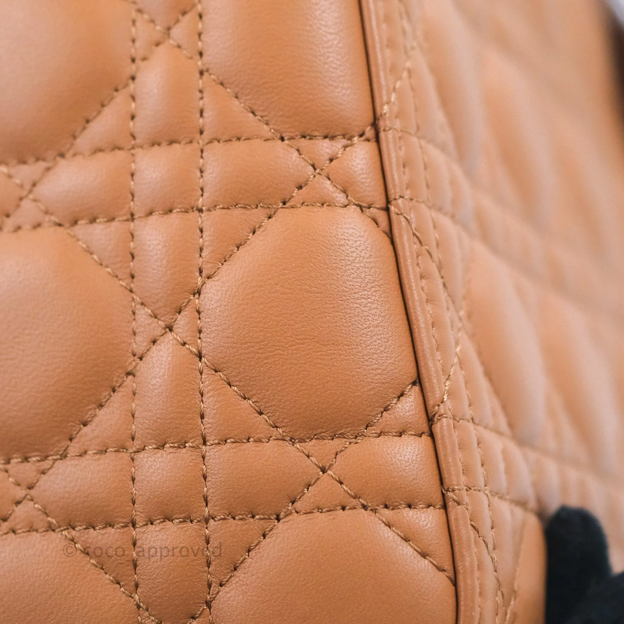 Christian Dior Medium Lady Dior Caramel Lambskin Gold Hardware