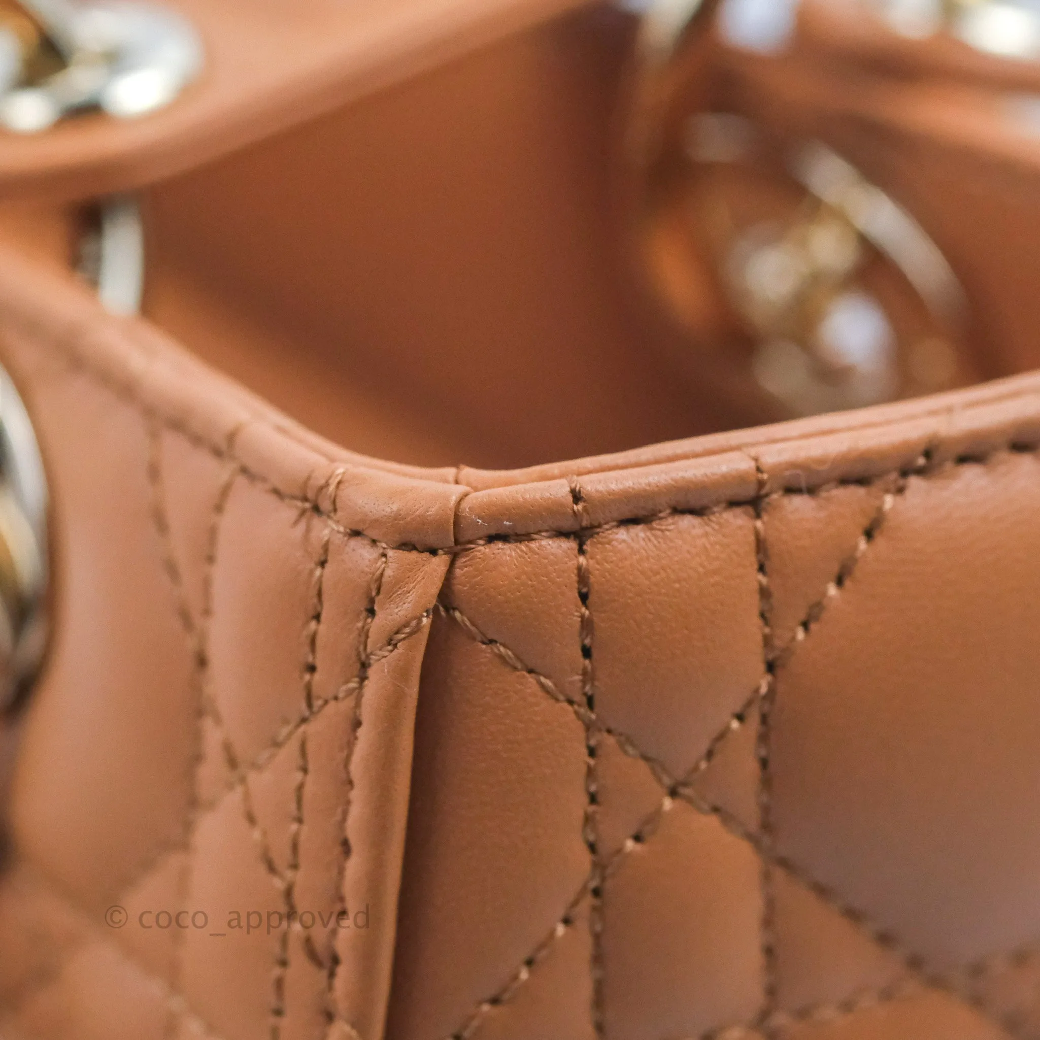 Christian Dior Medium Lady Dior Caramel Lambskin Gold Hardware