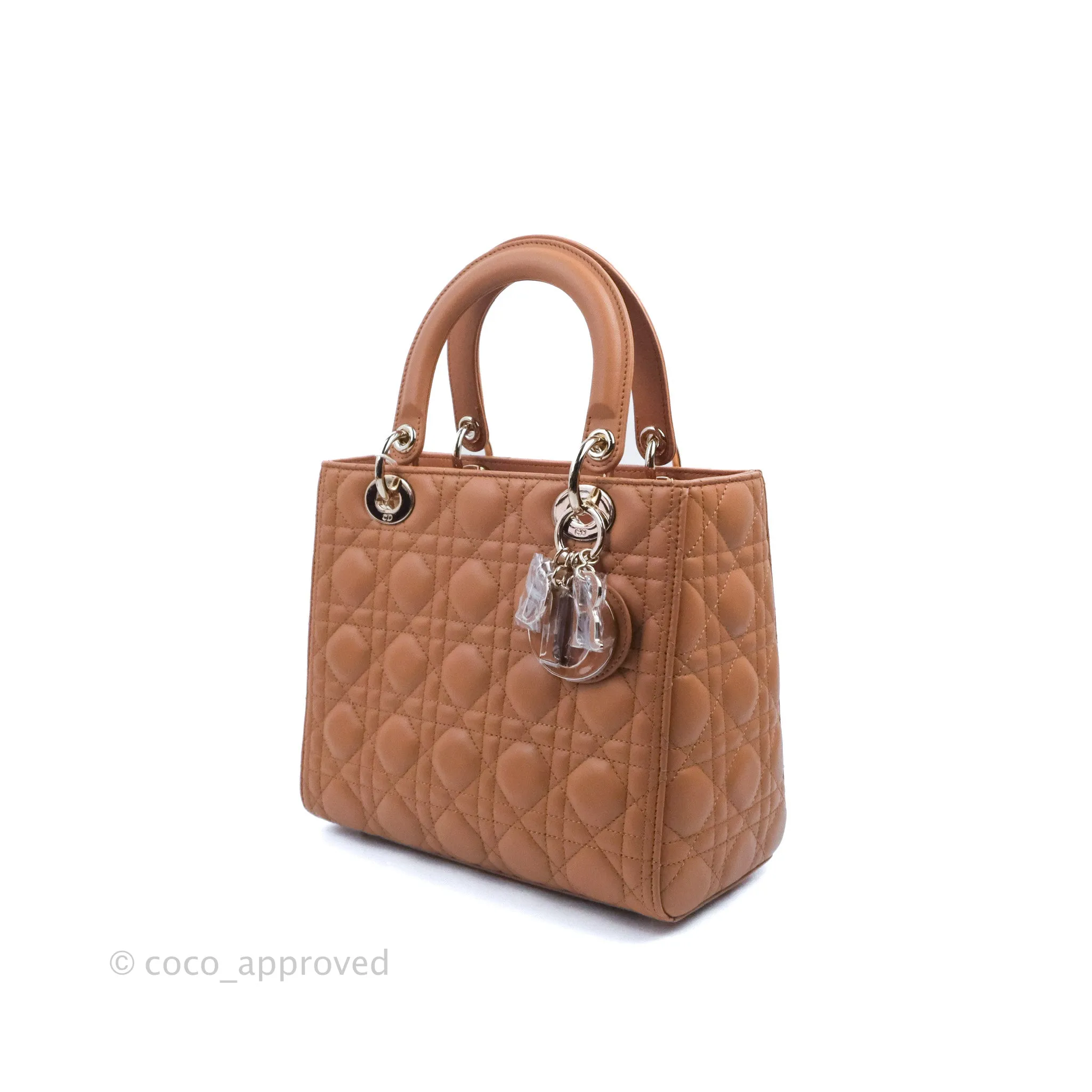 Christian Dior Medium Lady Dior Caramel Lambskin Gold Hardware