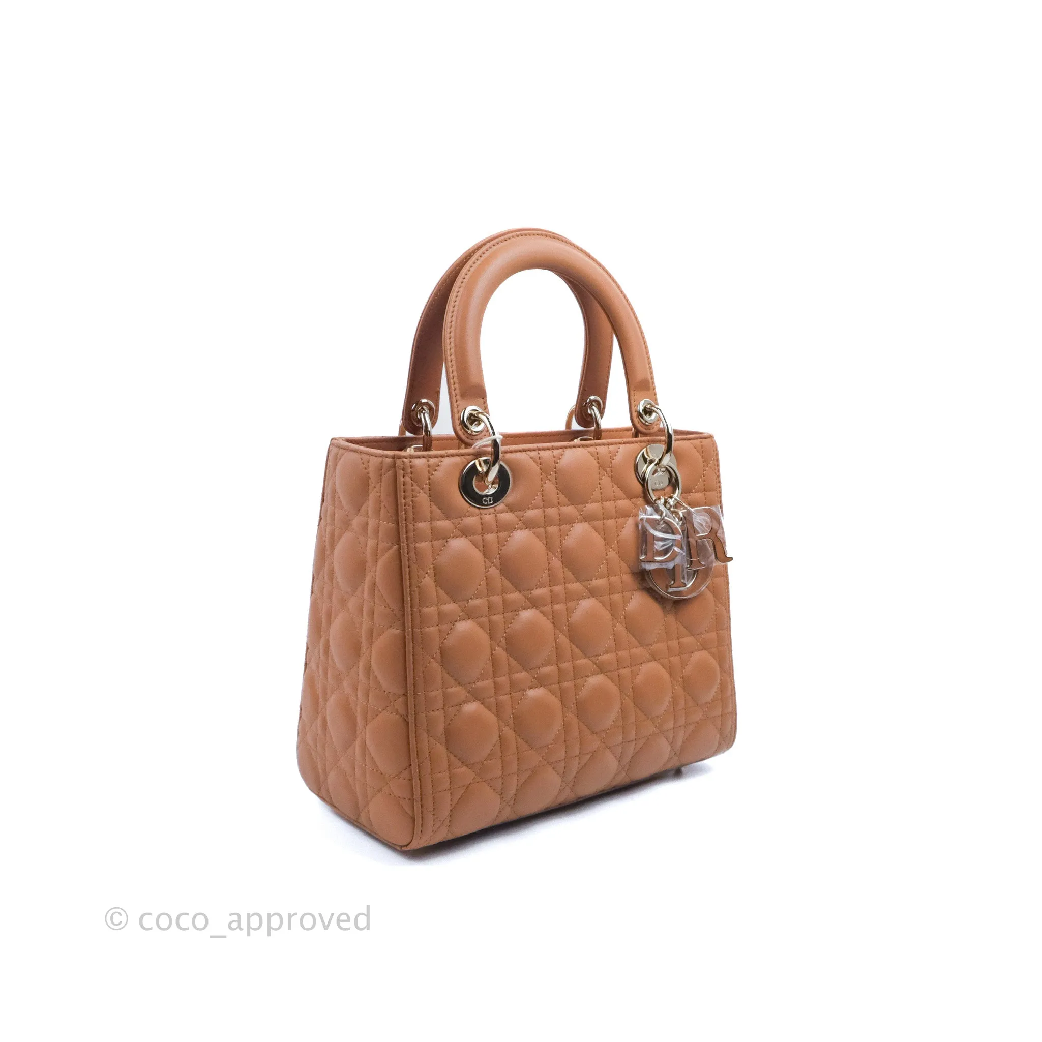 Christian Dior Medium Lady Dior Caramel Lambskin Gold Hardware