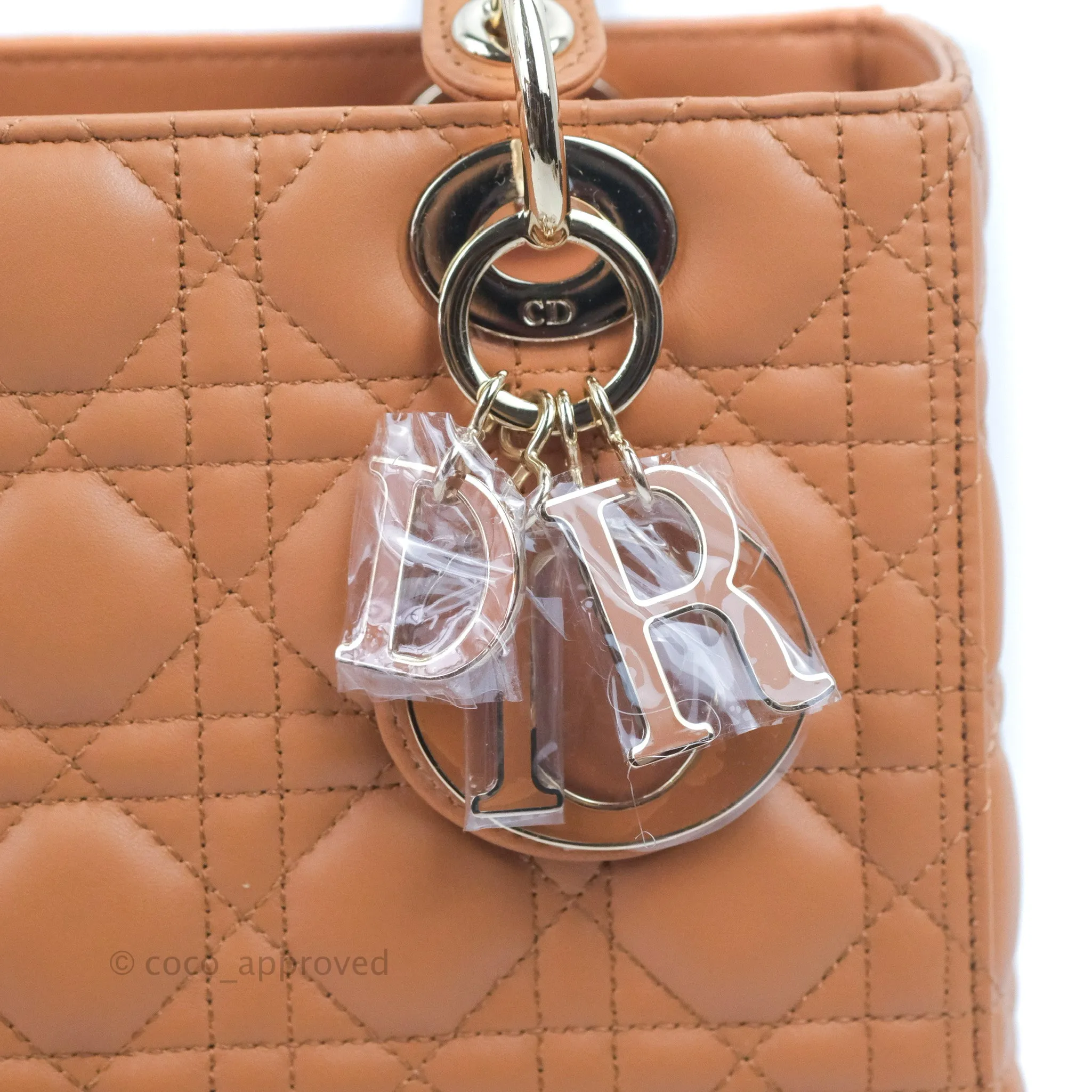 Christian Dior Medium Lady Dior Caramel Lambskin Gold Hardware