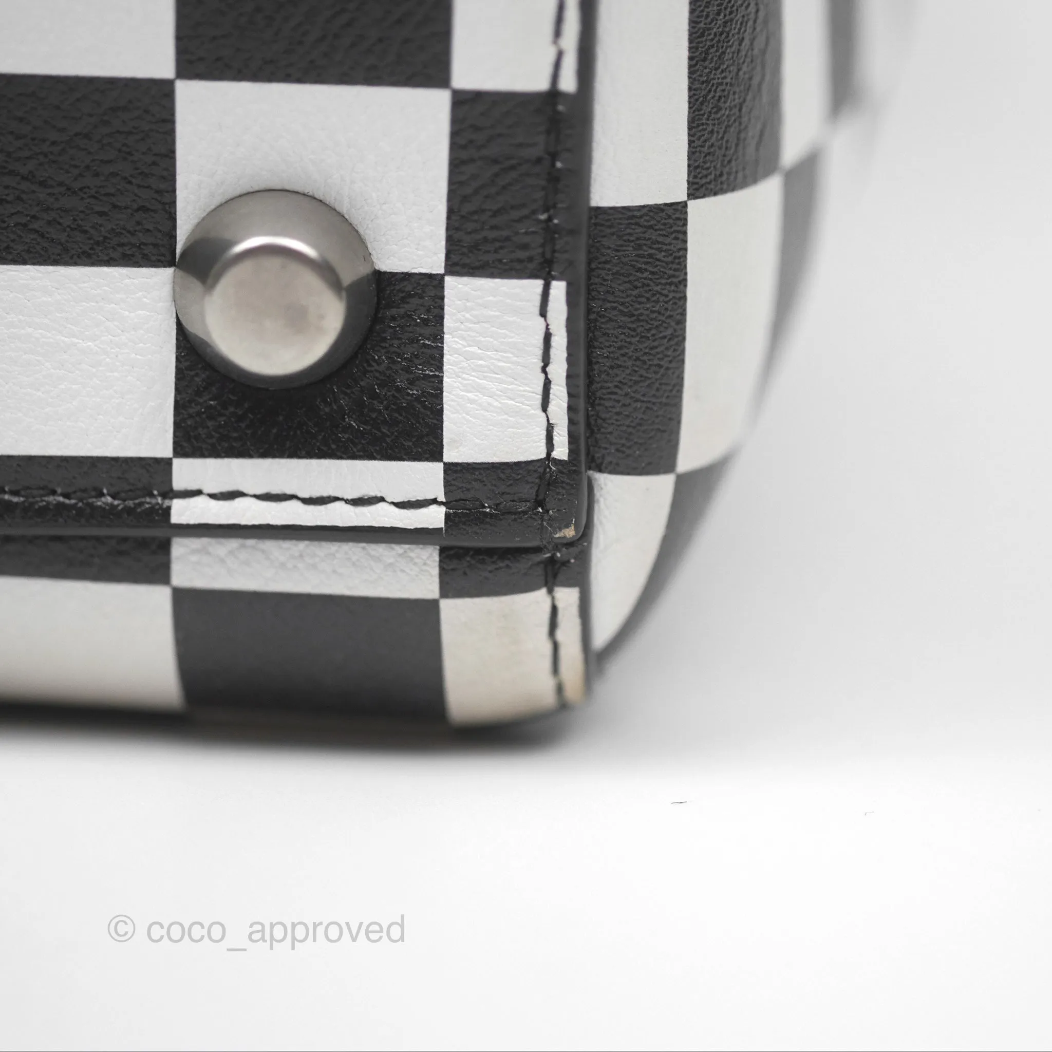 Christian Dior Medium Lady Dior Checkered Black/ White Calfskin