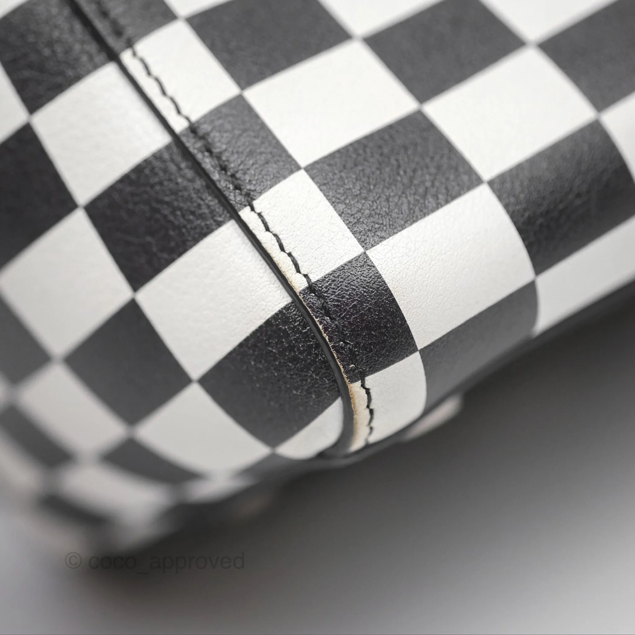 Christian Dior Medium Lady Dior Checkered Black/ White Calfskin