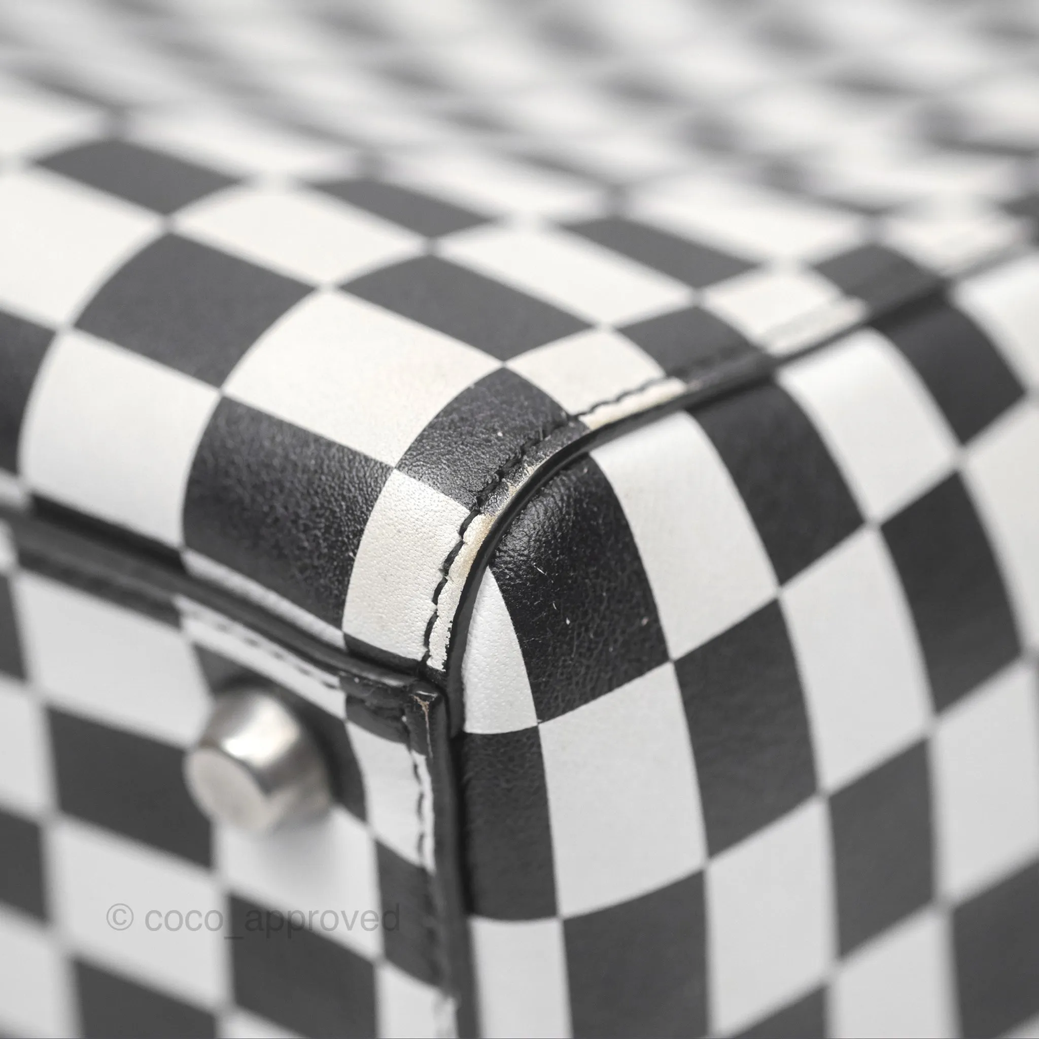 Christian Dior Medium Lady Dior Checkered Black/ White Calfskin