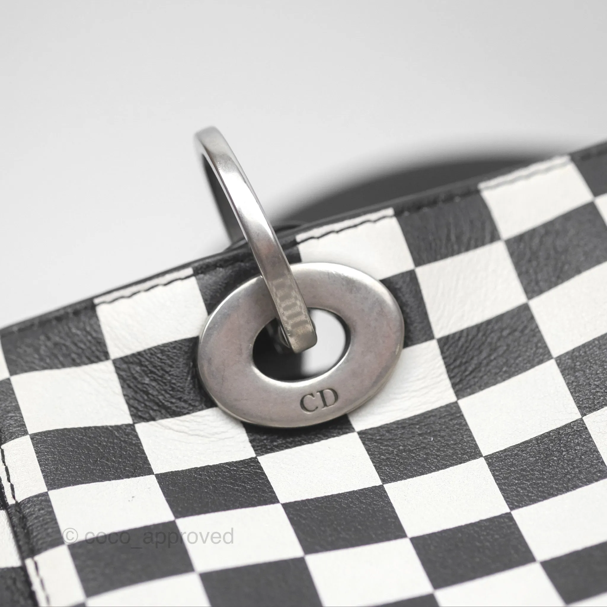 Christian Dior Medium Lady Dior Checkered Black/ White Calfskin